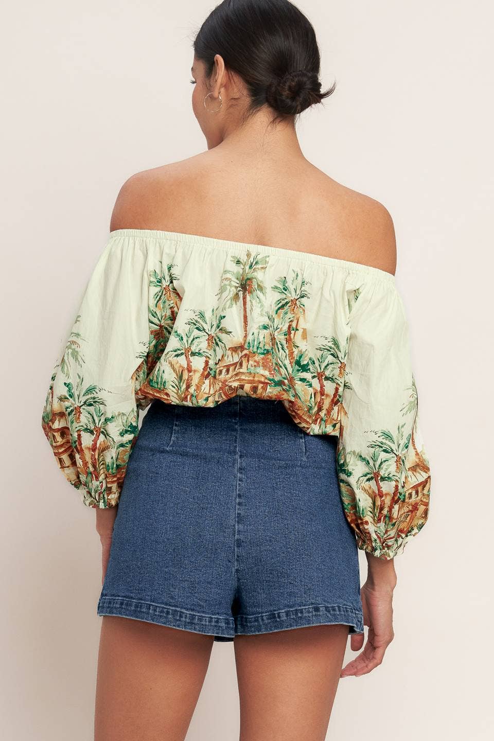A printed woven crop top
