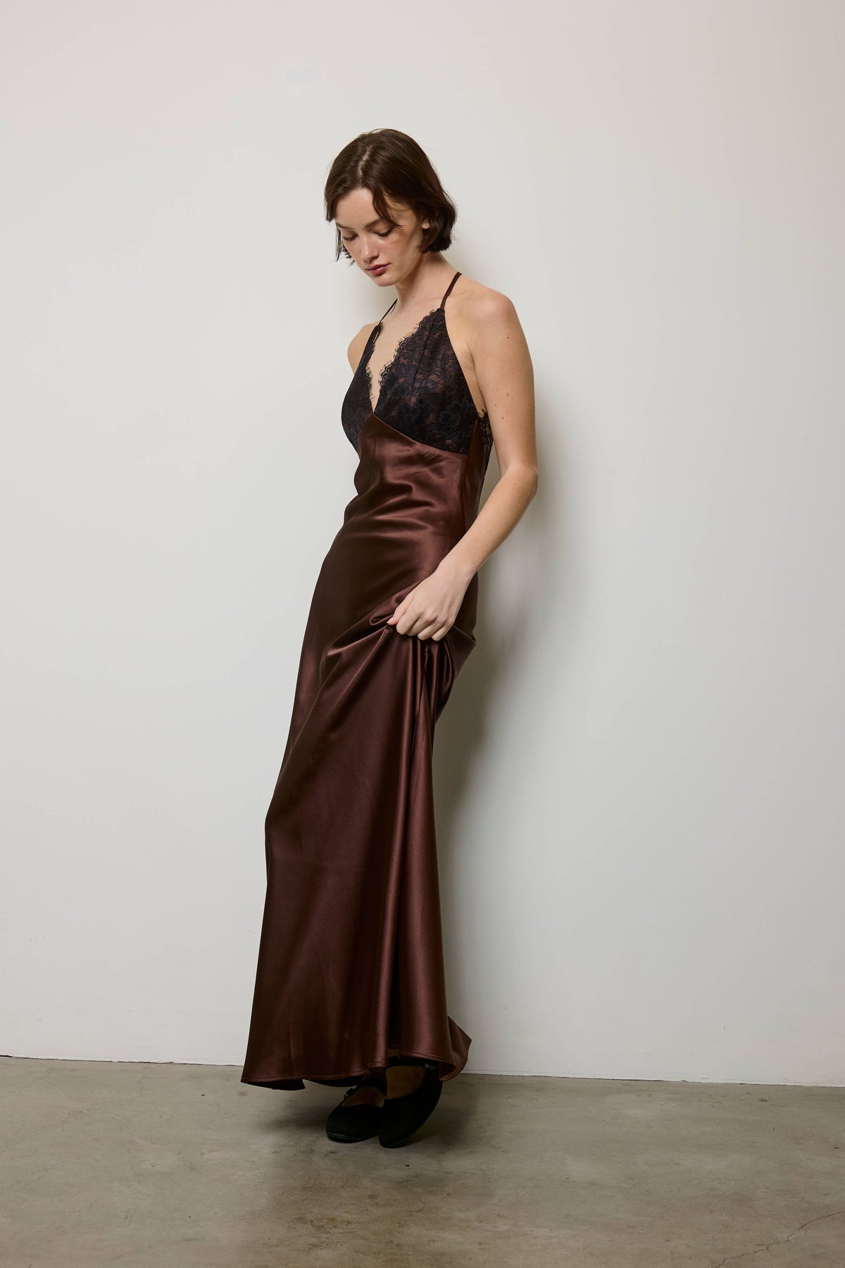 Noir Lace Satin Slip