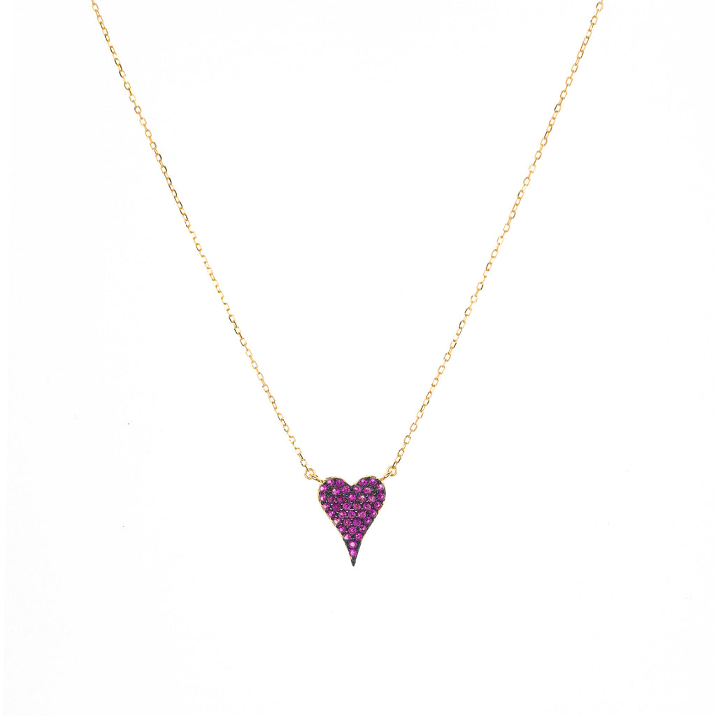 Gold Plated pave heart necklace