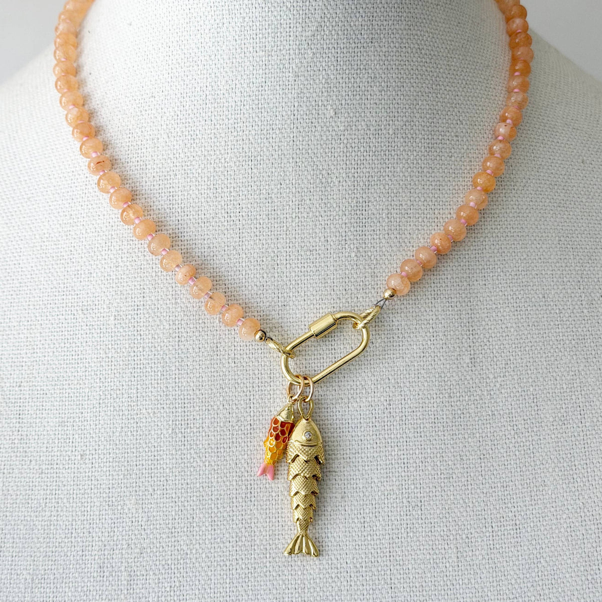 Beaded Fishy Necklace, Orange