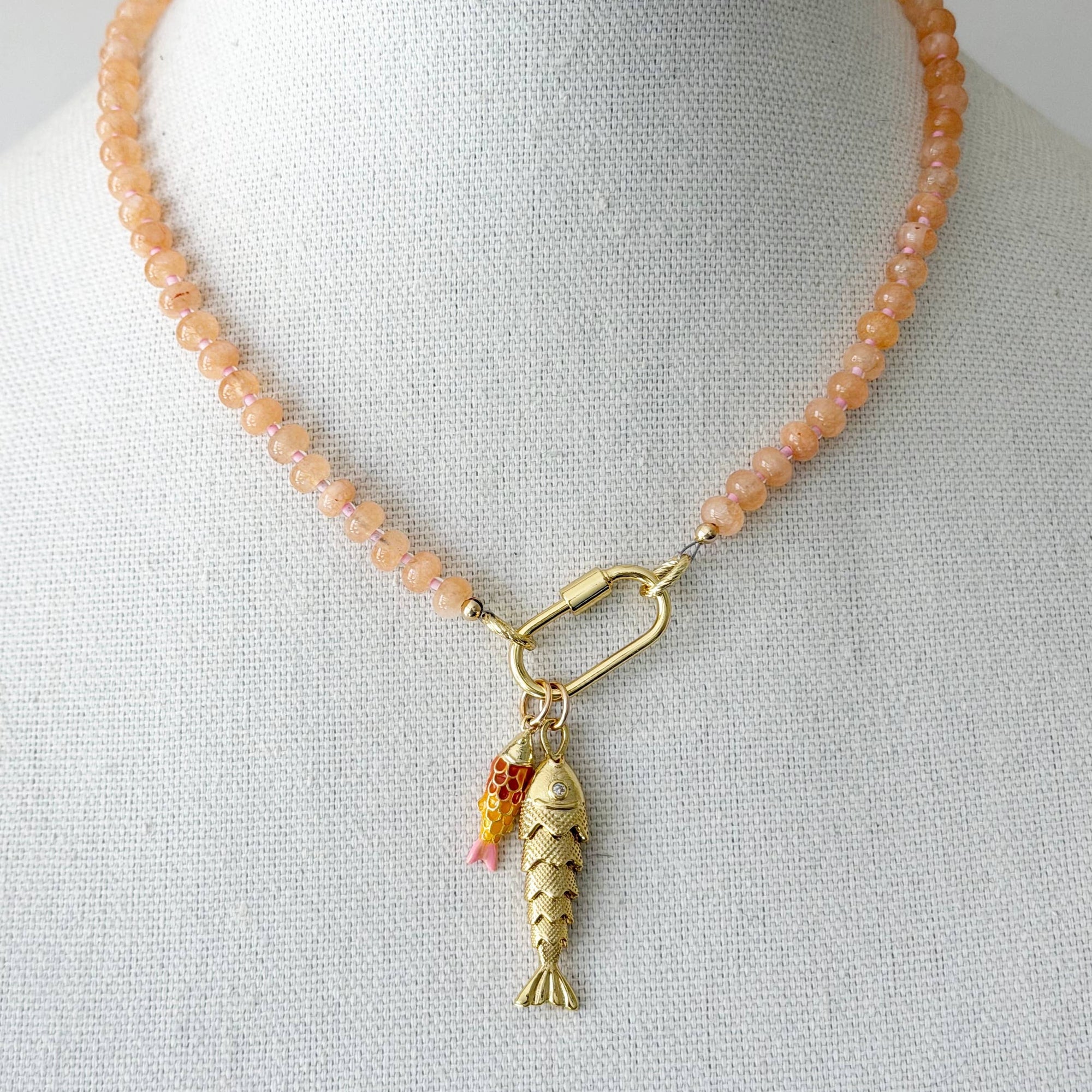 Beaded Fishy Necklace, Orange