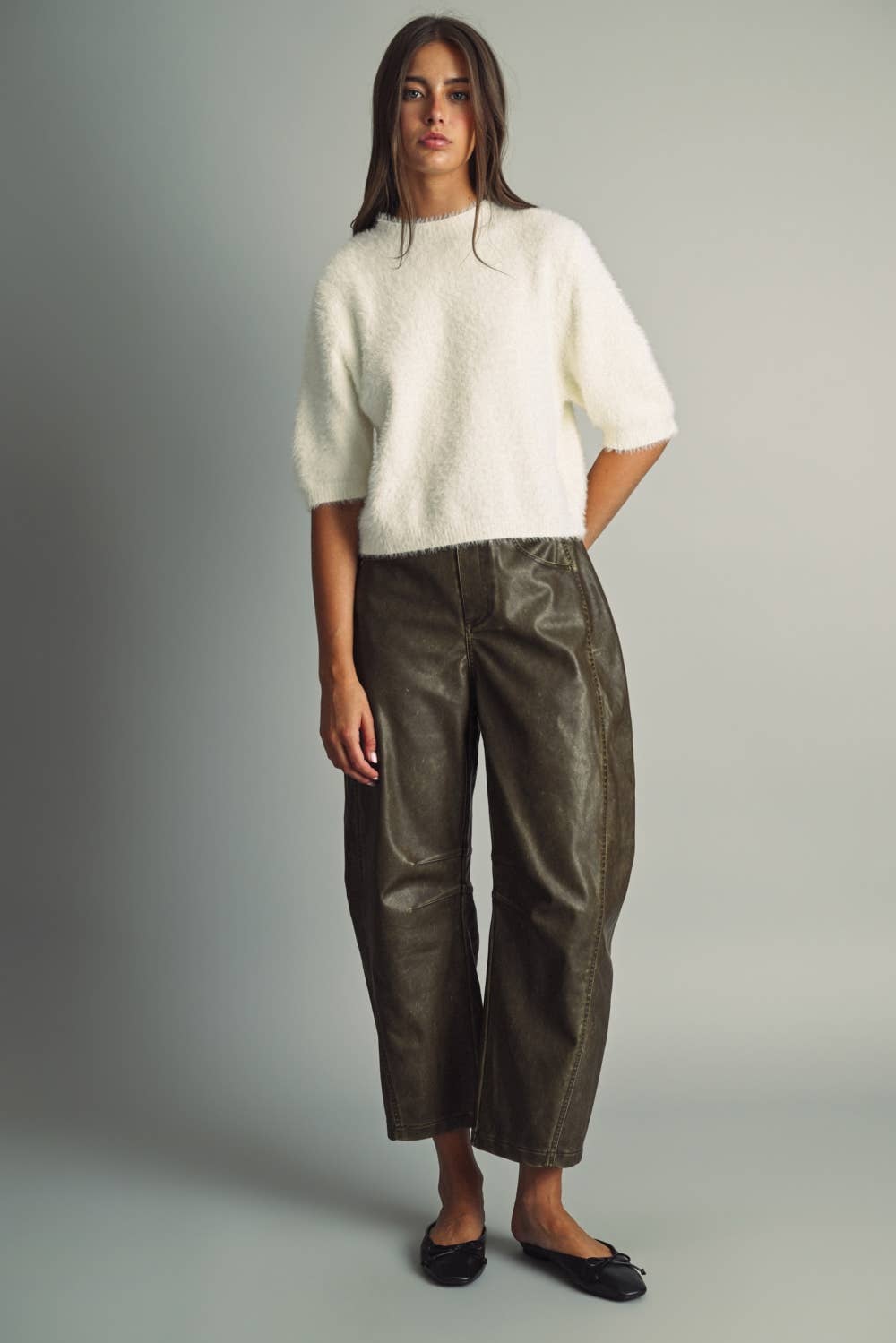 Fluffy Faux-Fur Cropped Sweater