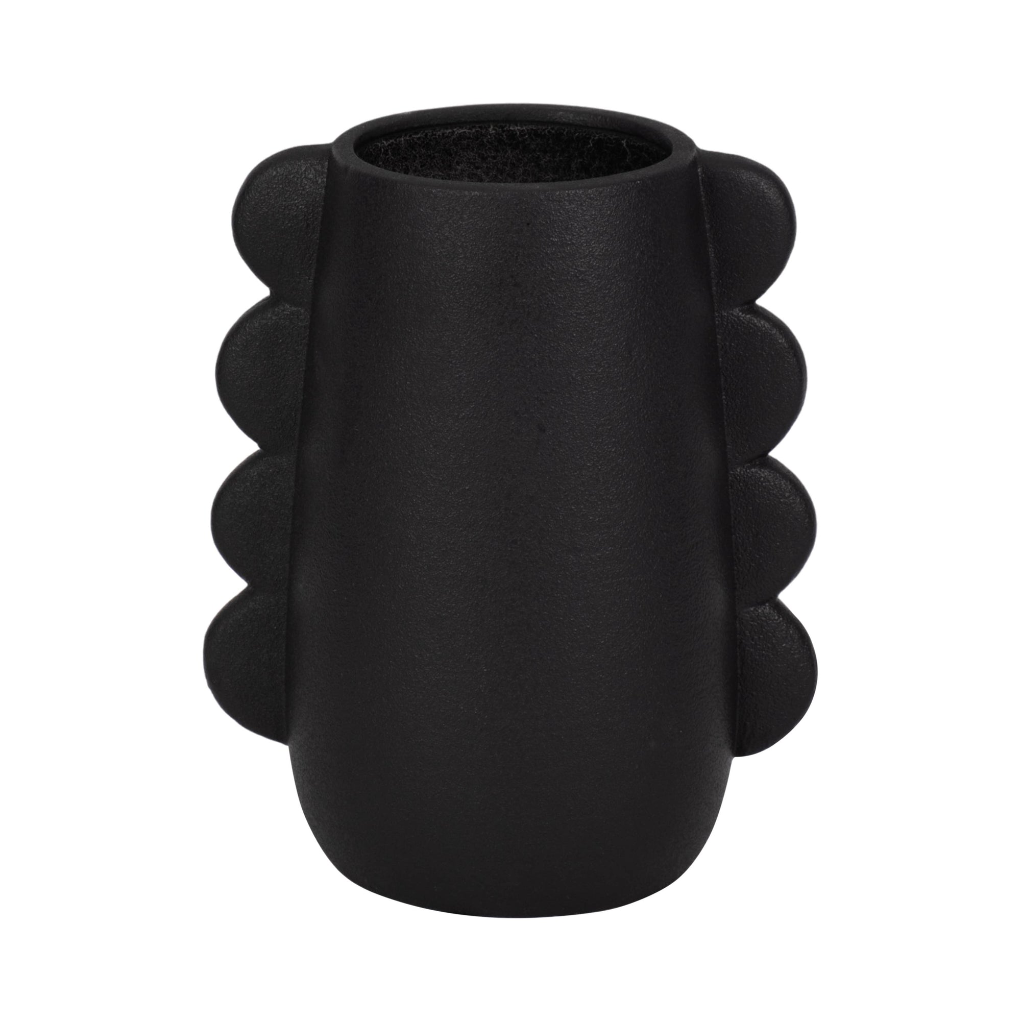 Ceramic Unique Eared Decorative Flower Vase - Black, 8 in.
