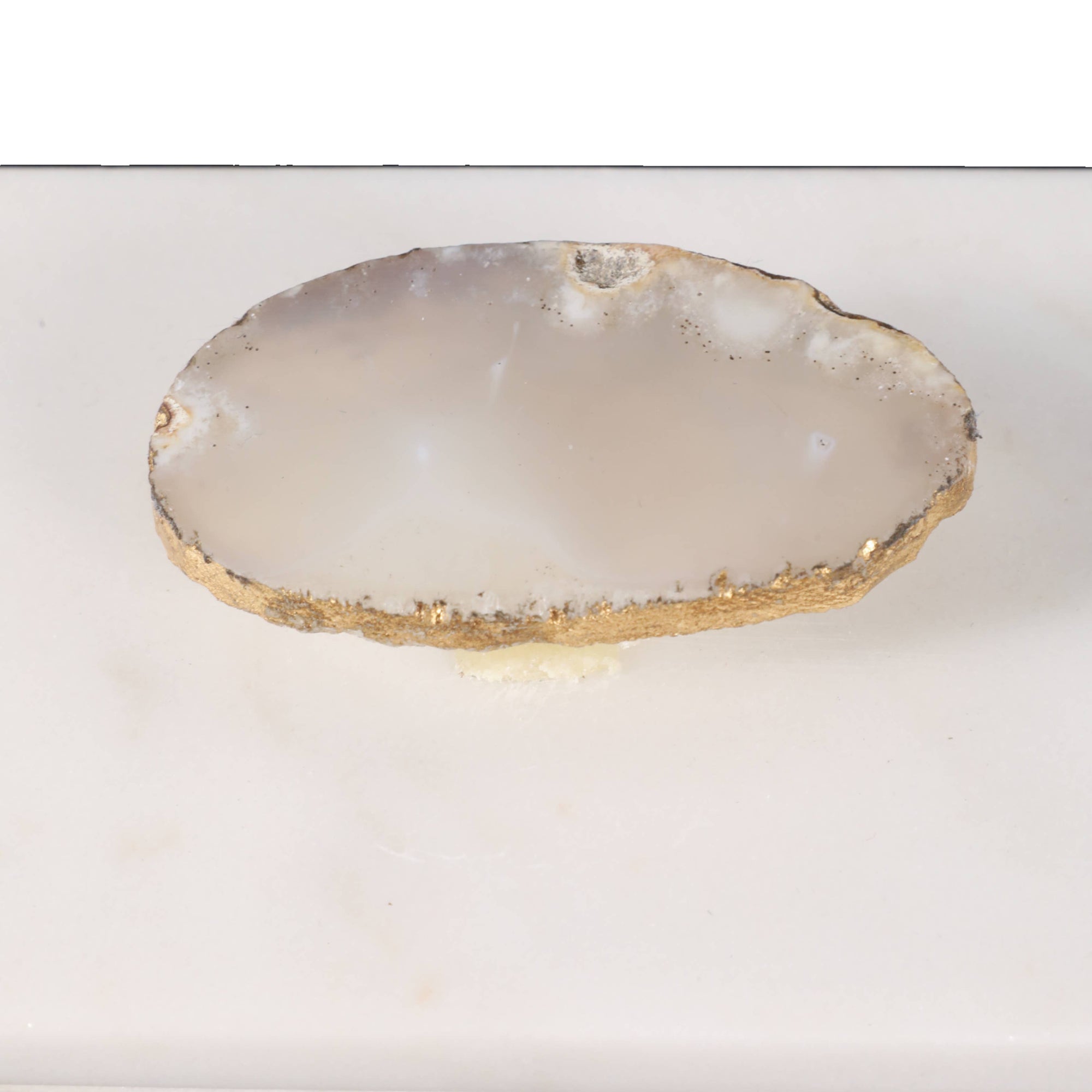 Marble Agate Top Lidded Storage Box - White/Gold, 3 in.