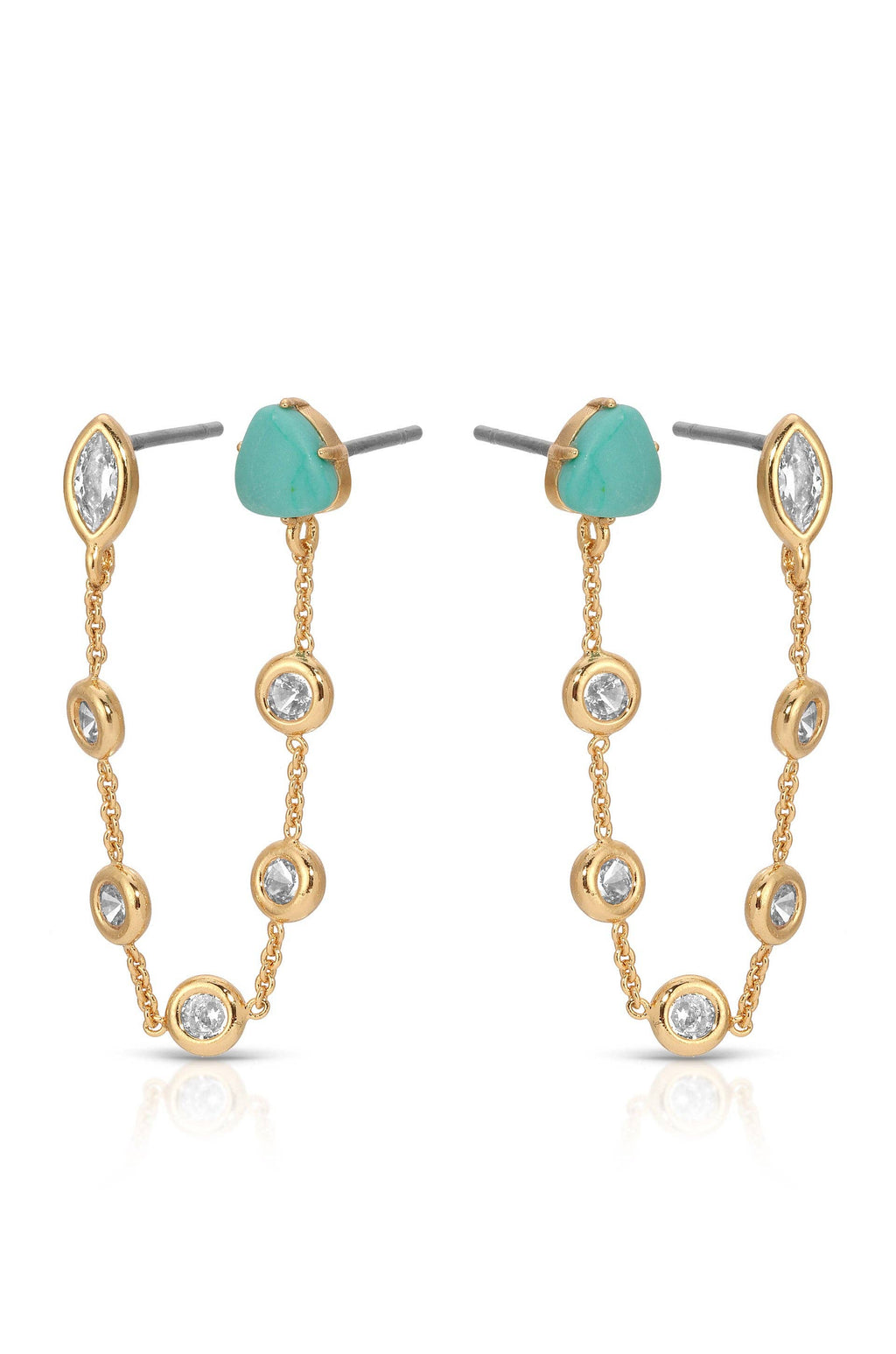 Double Piercing Turquoise Earrings