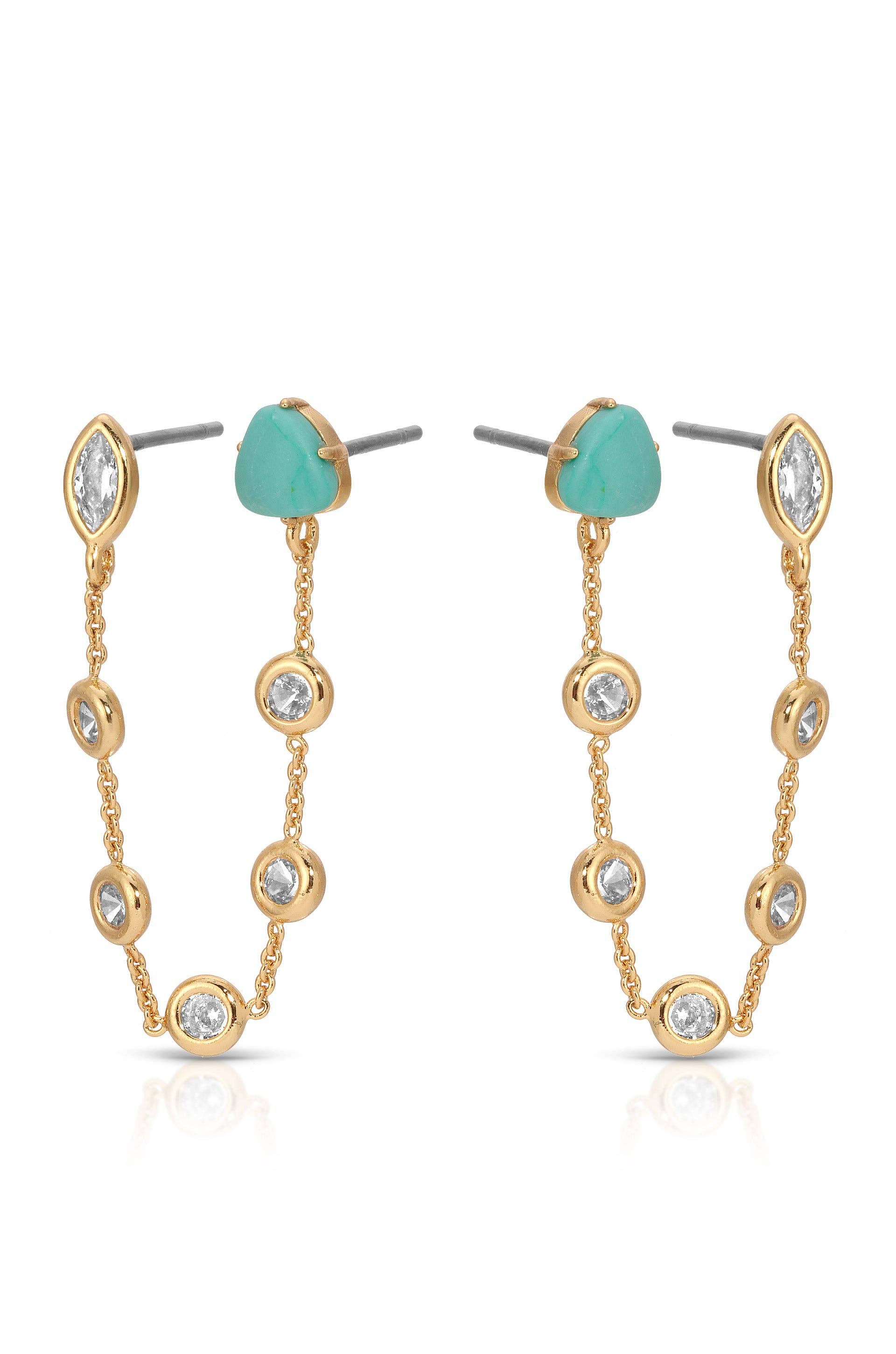 Double Piercing Turquoise Earrings