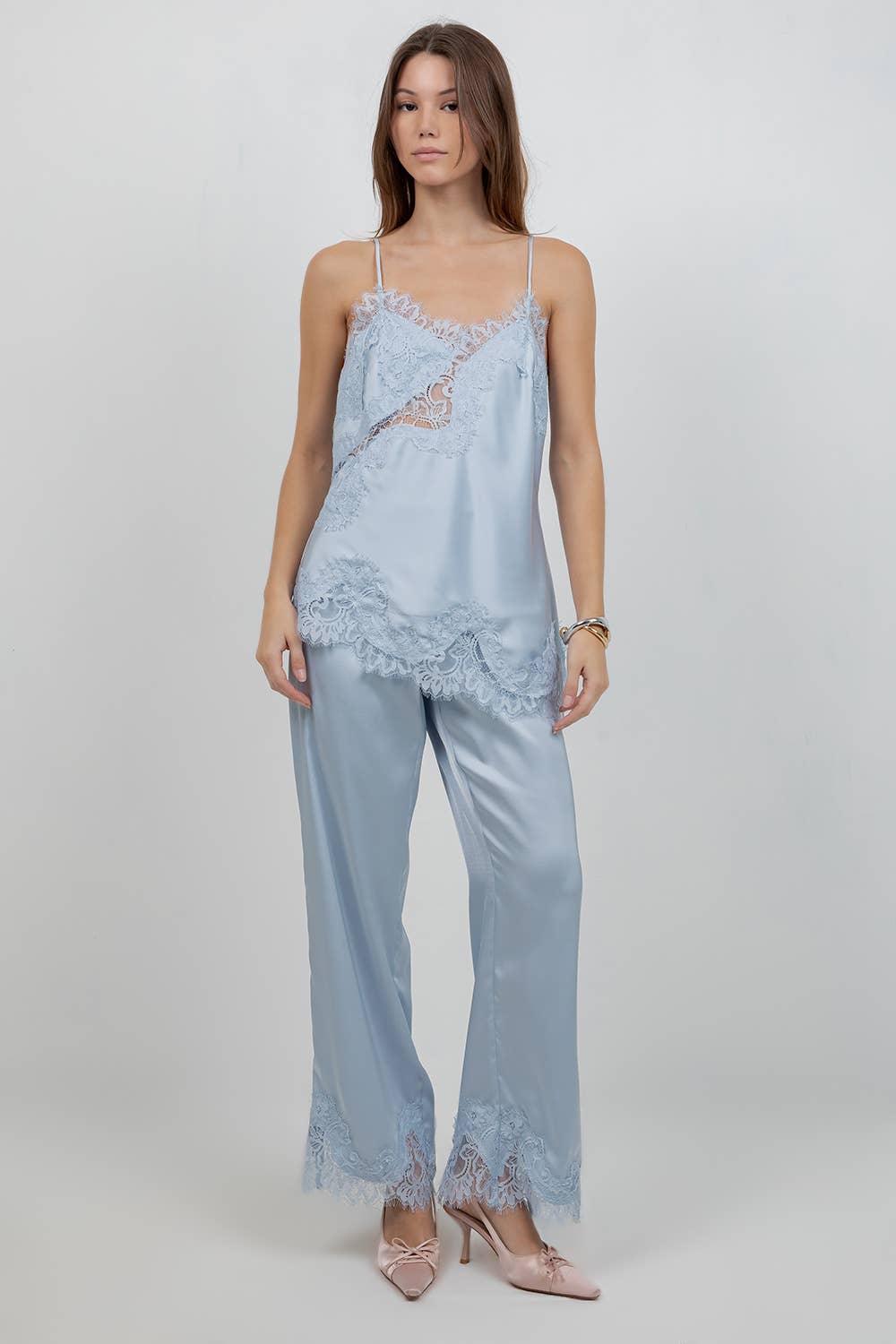 SOFT SATIN LACE MIX SLEEVELESS TANK