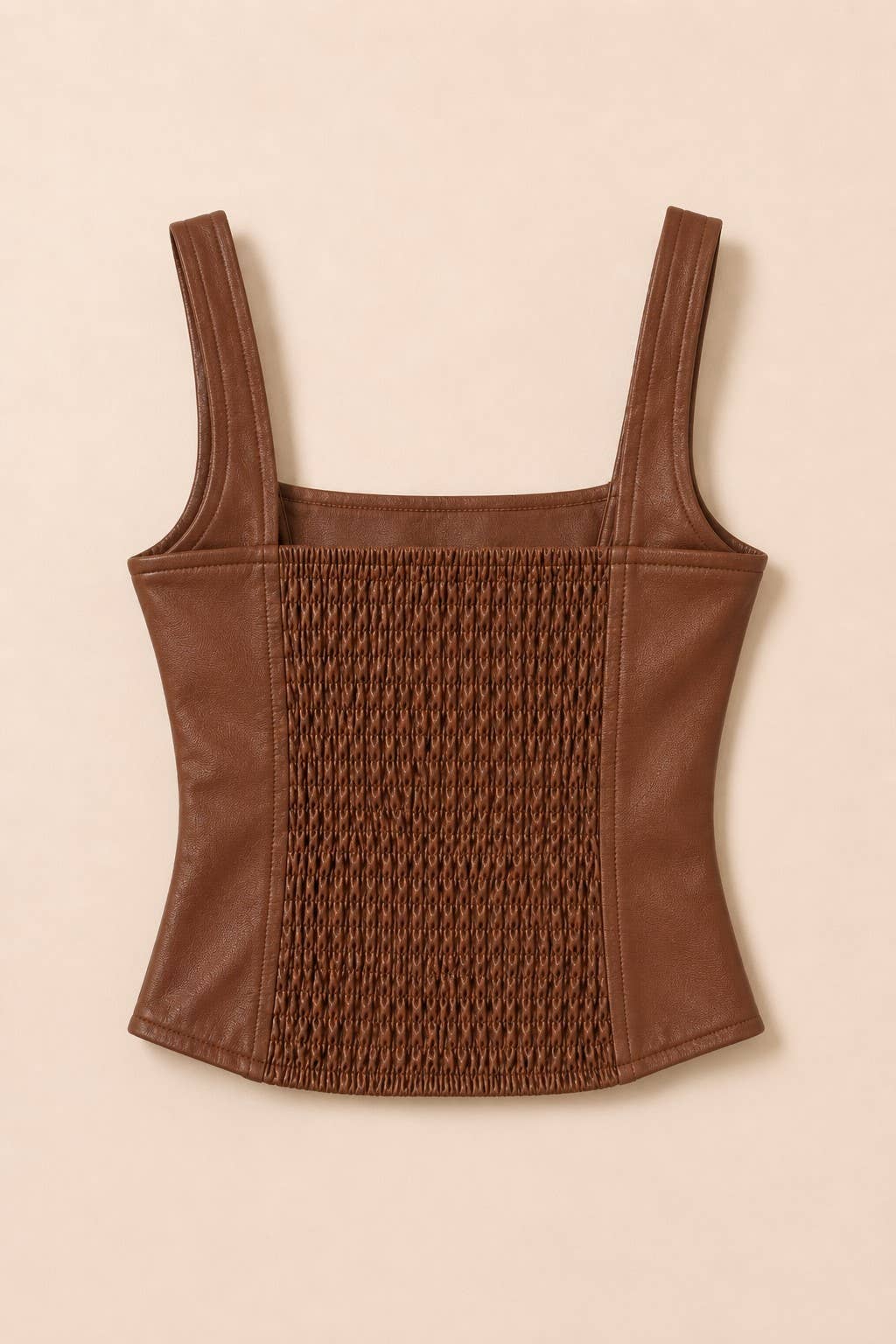 Leather Corset Bustier with Embroidery