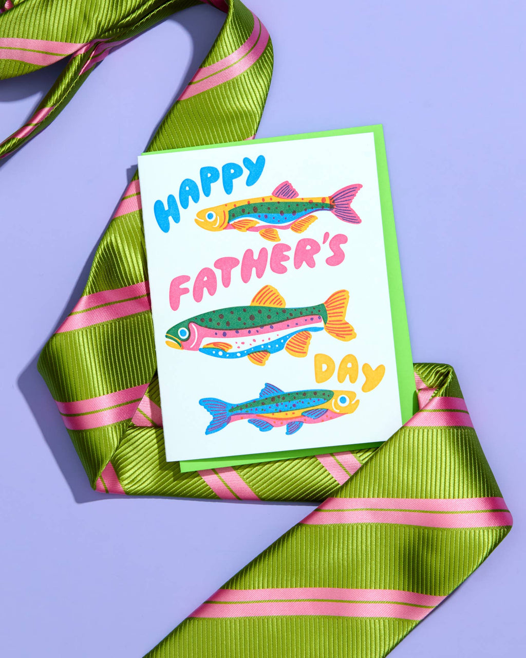 Letterpress Father's Day Card—Rainbow Trout (Fish, Colorful)