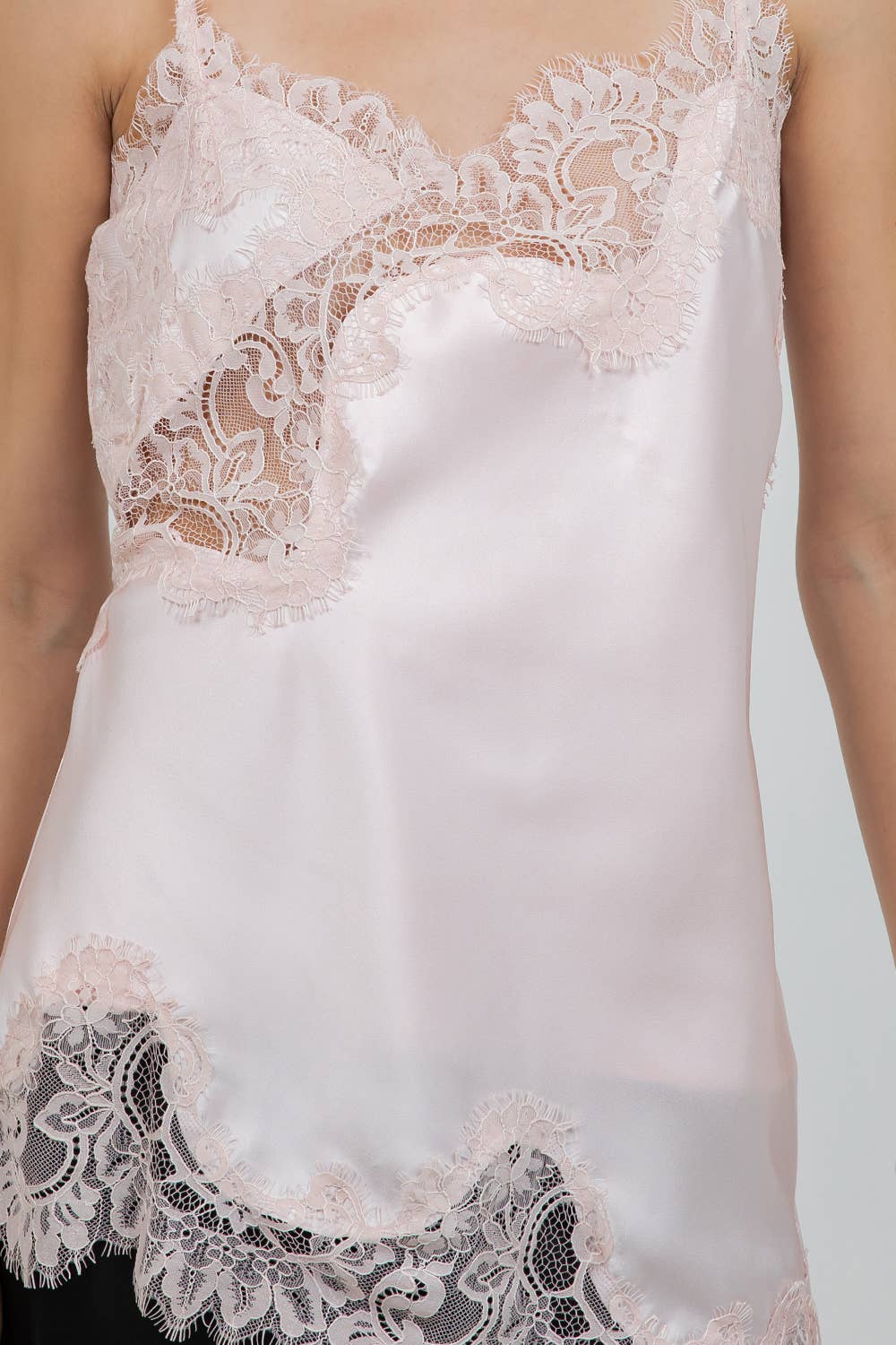 SOFT SATIN LACE MIX SLEEVELESS TANK