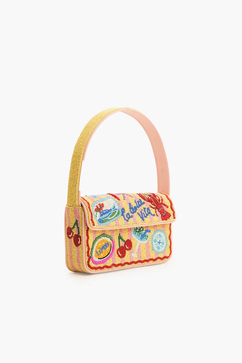 Riviera Chic "La Dolce Vita" Beaded Shoulder Bag