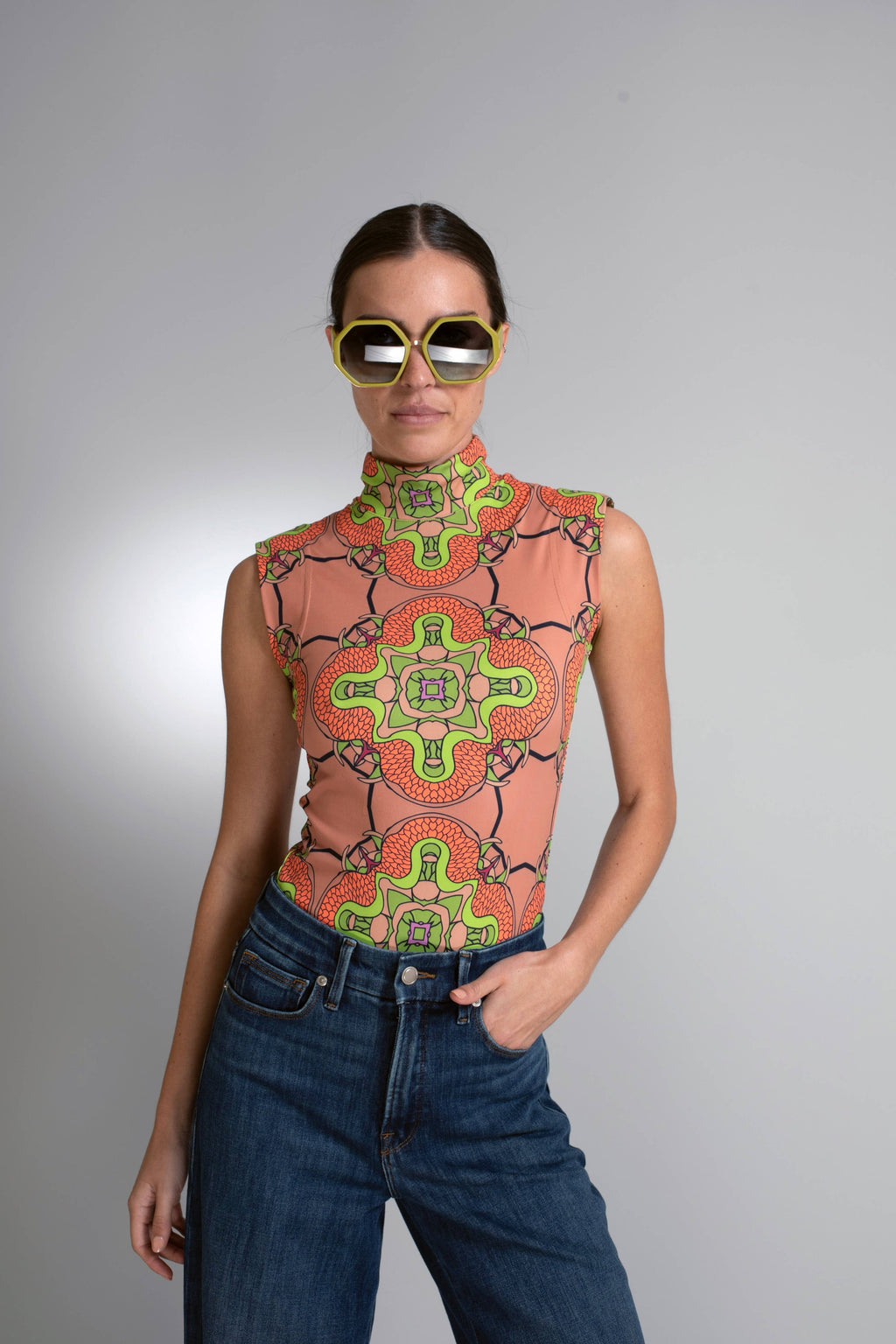 Coral Mock Neck Bodysuit