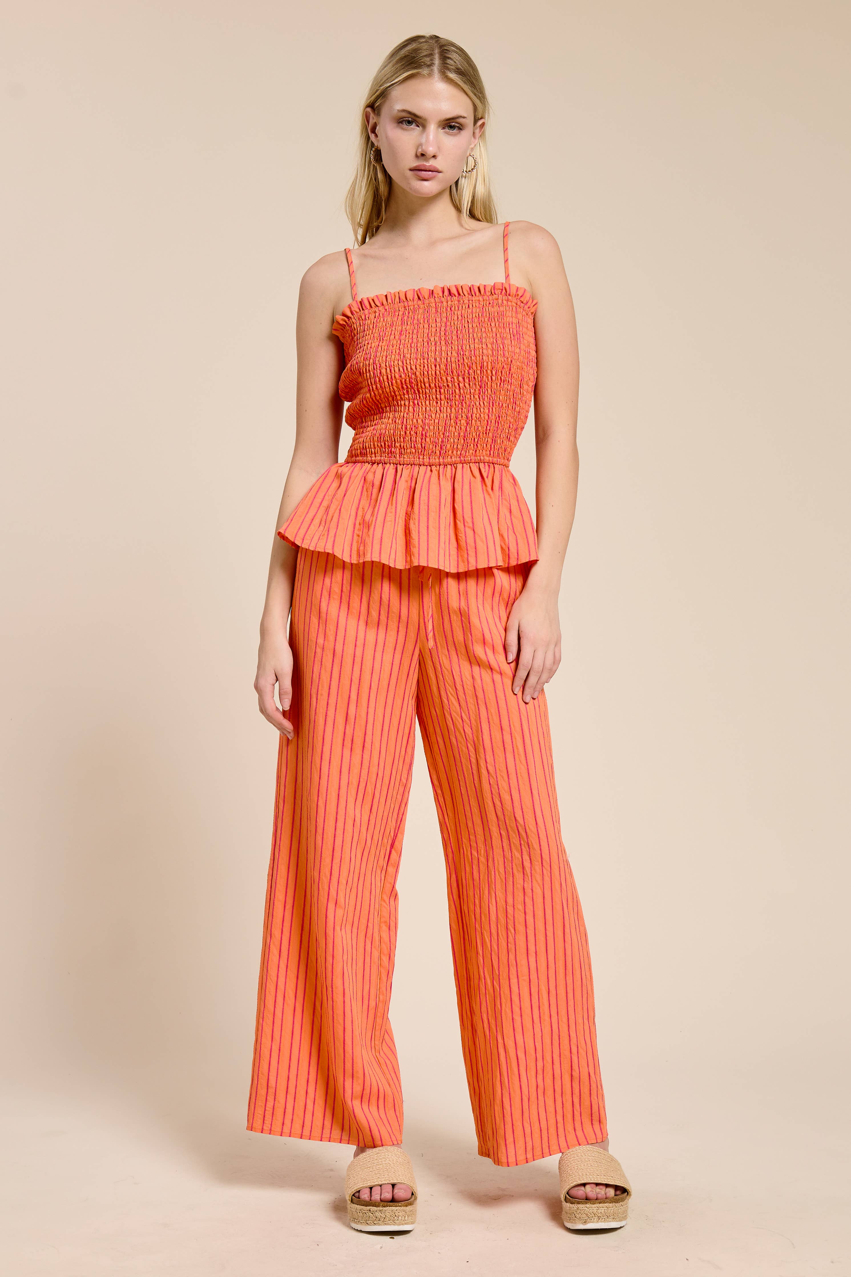 Riviera Smocked Stripe Tank Top