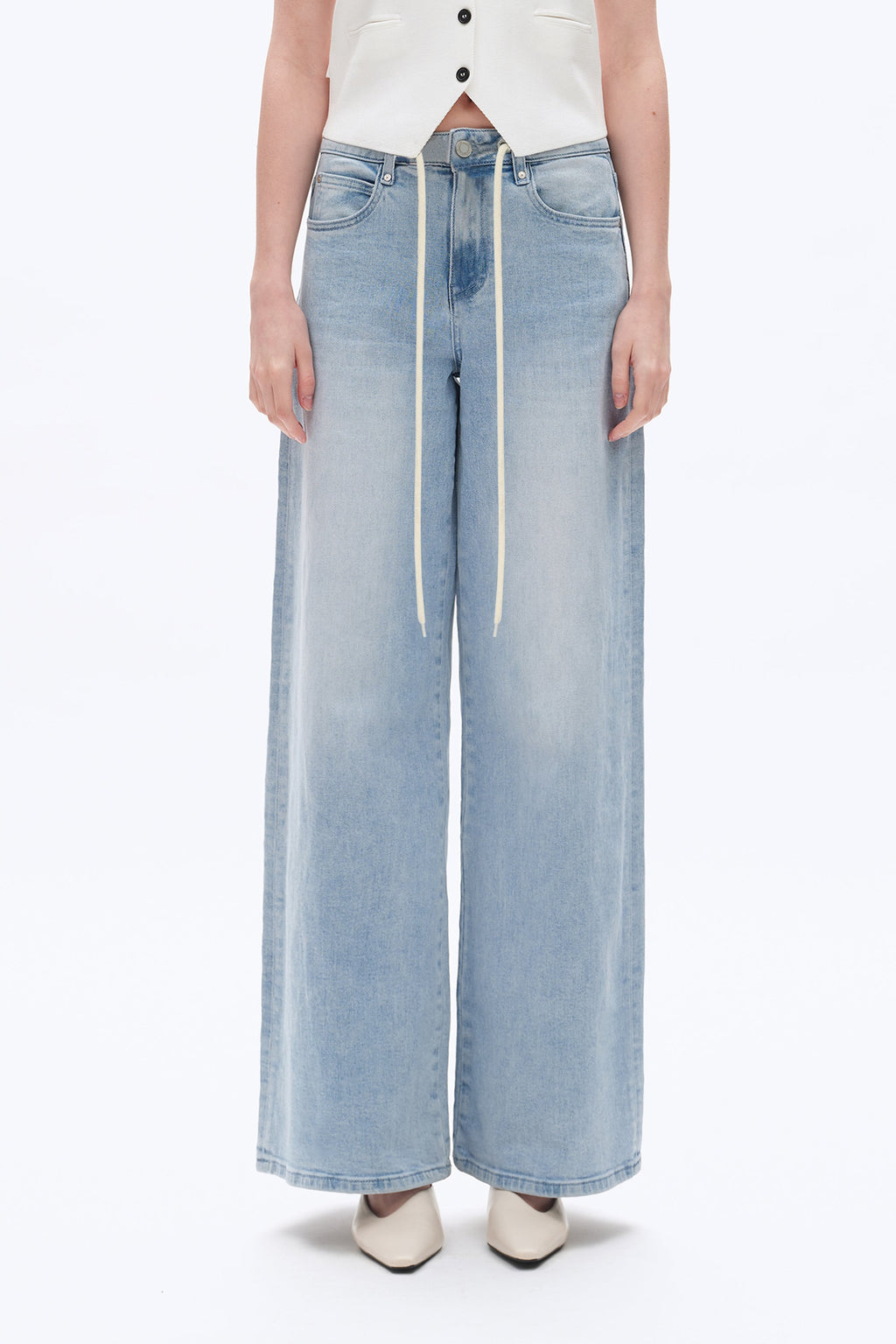 High Rise Drawstring Baggy Jean