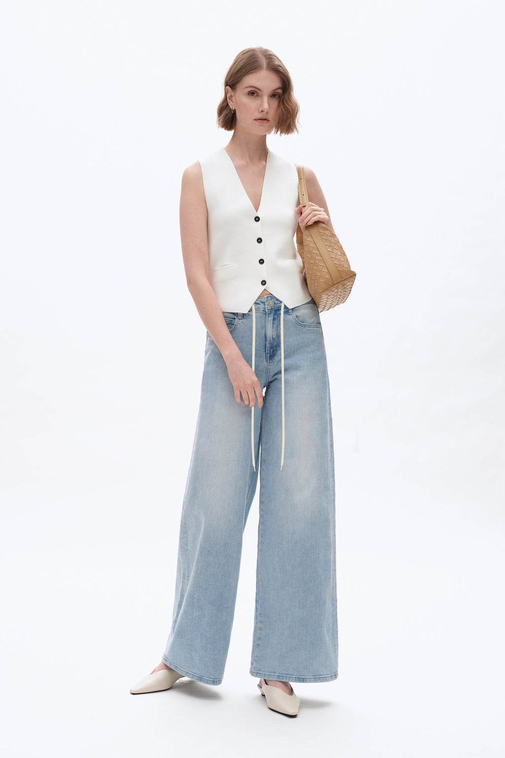 High Rise Drawstring Baggy Jean