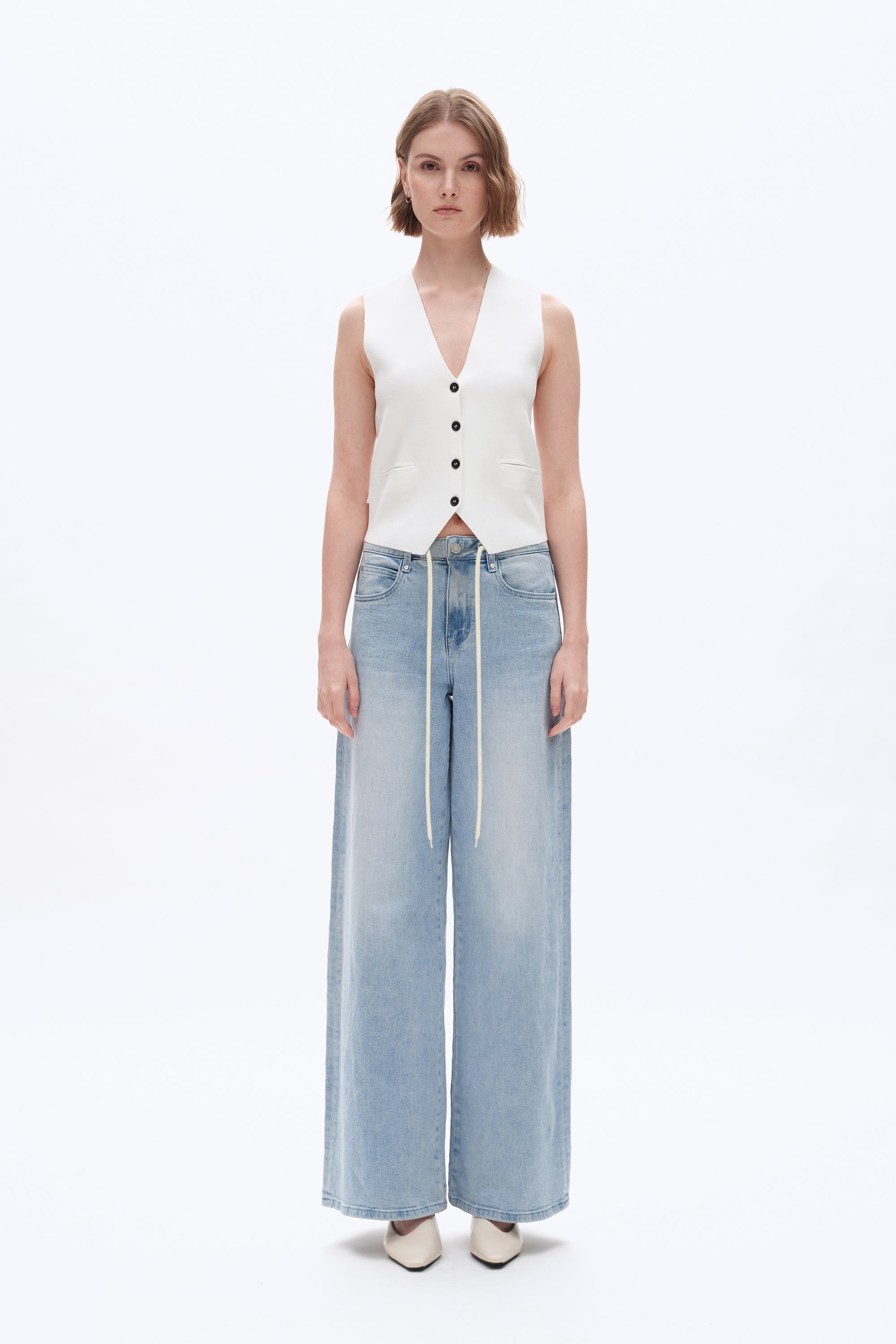 High Rise Drawstring Baggy Jean