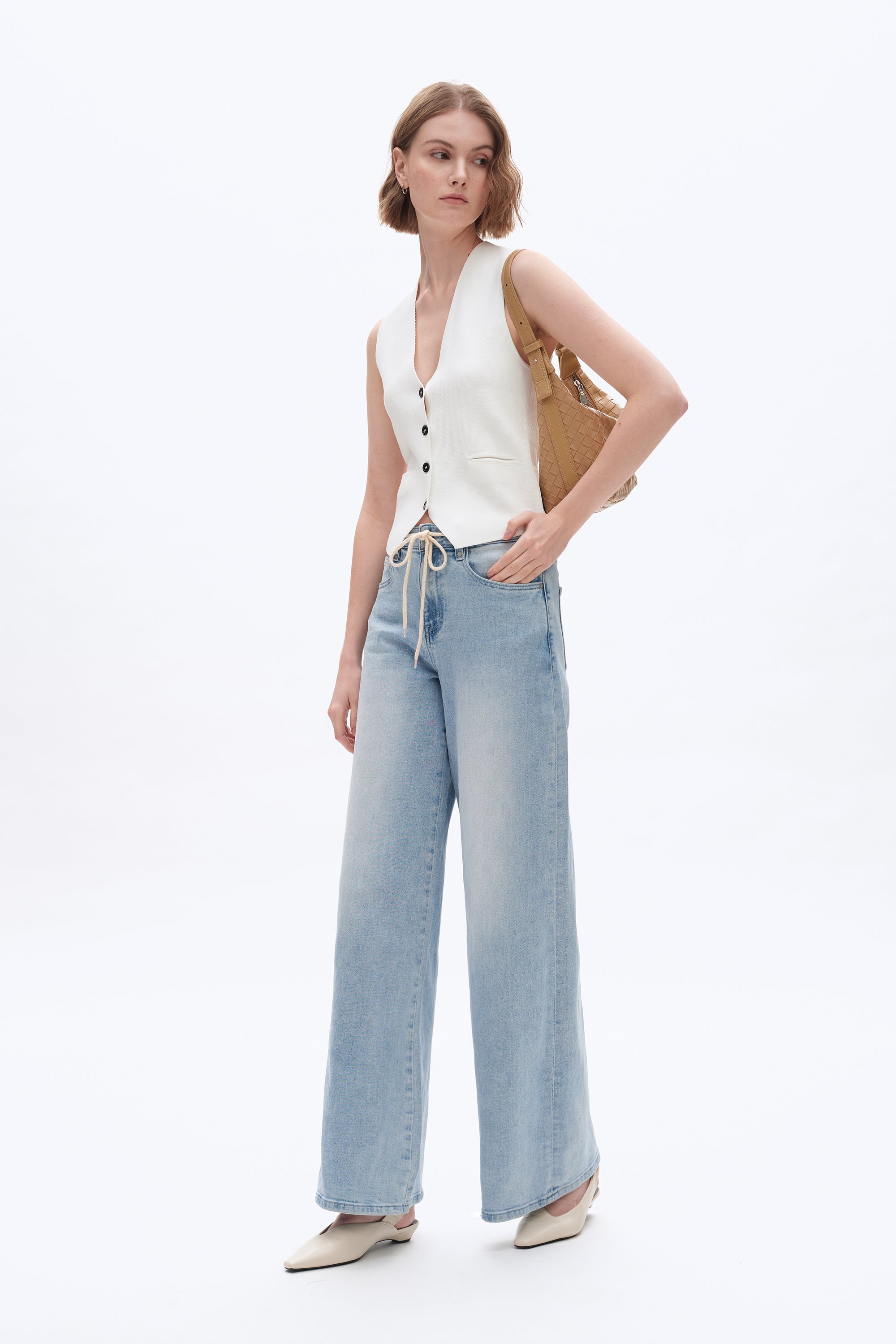 High Rise Drawstring Baggy Jean