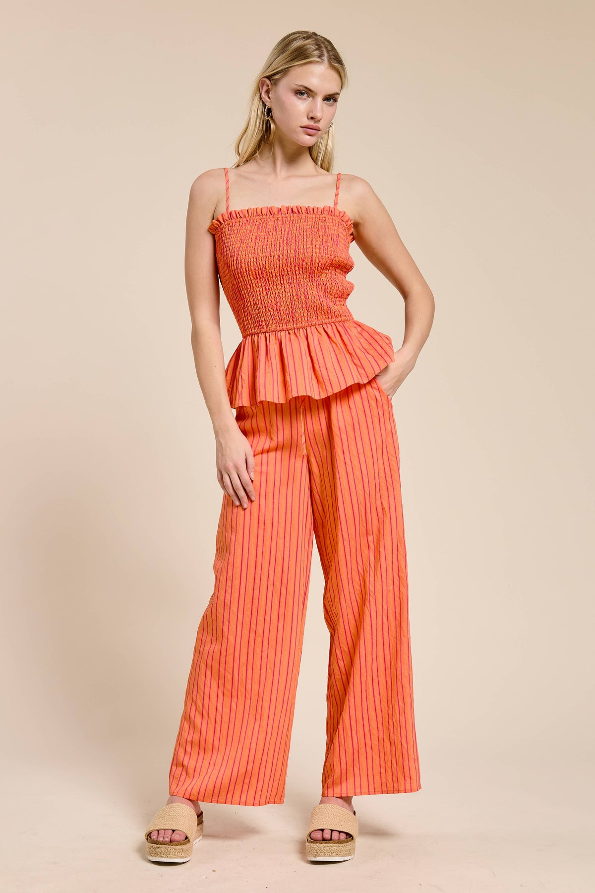 Riviera Smocked Stripe Tank Top