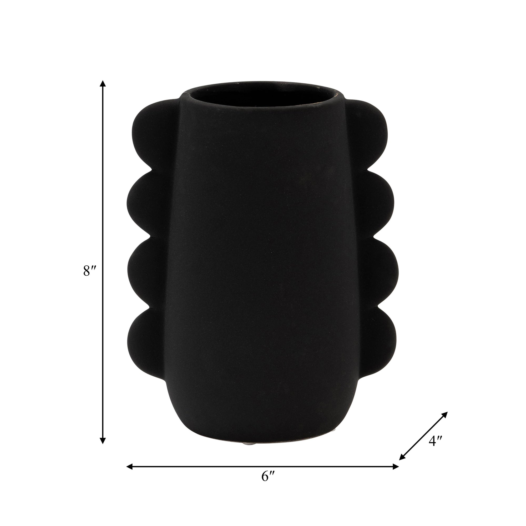 Ceramic Unique Eared Decorative Flower Vase - Black, 8 in.