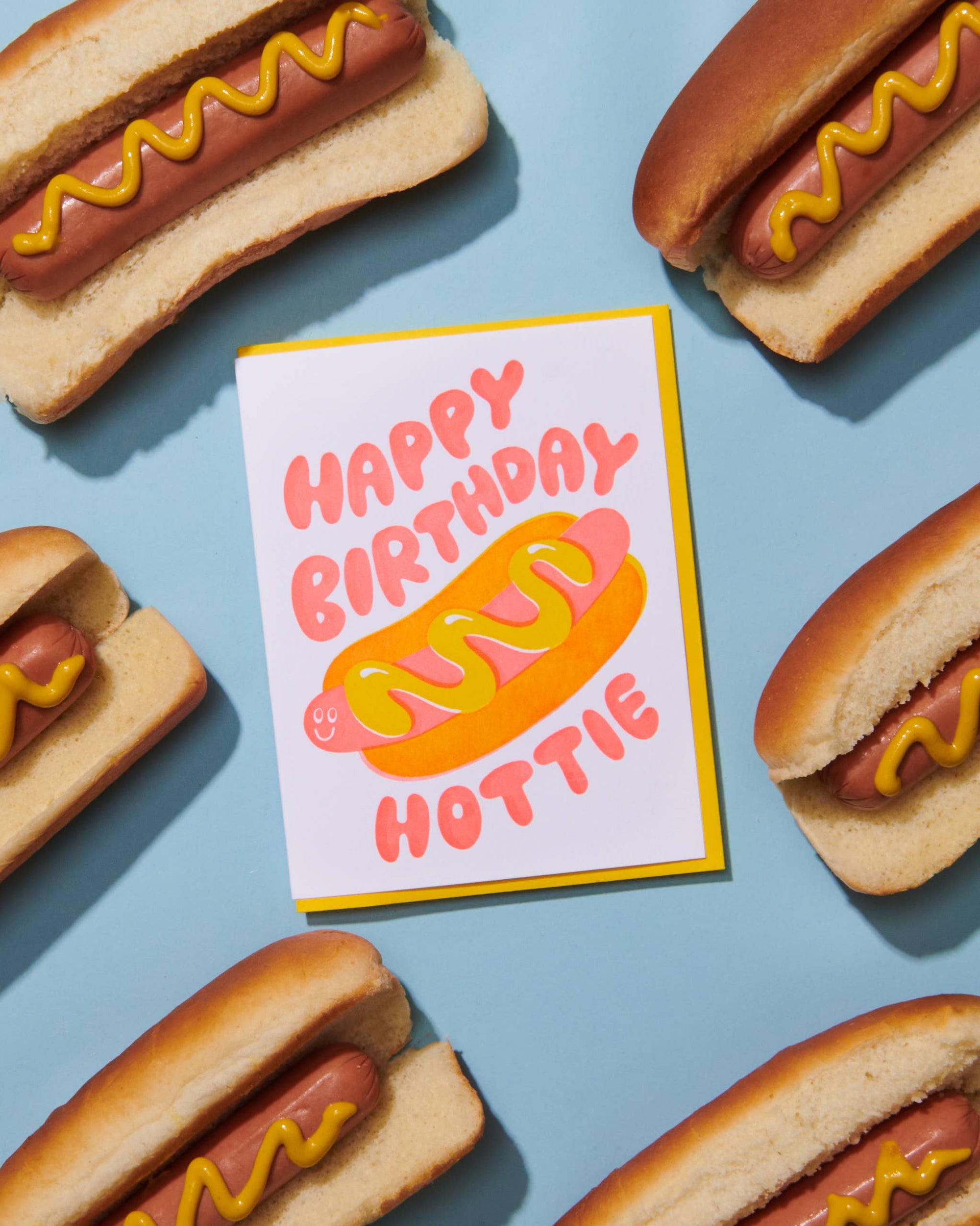 Letterpress Birthday Card—Hottie Bday (Hot Dog, Summer)