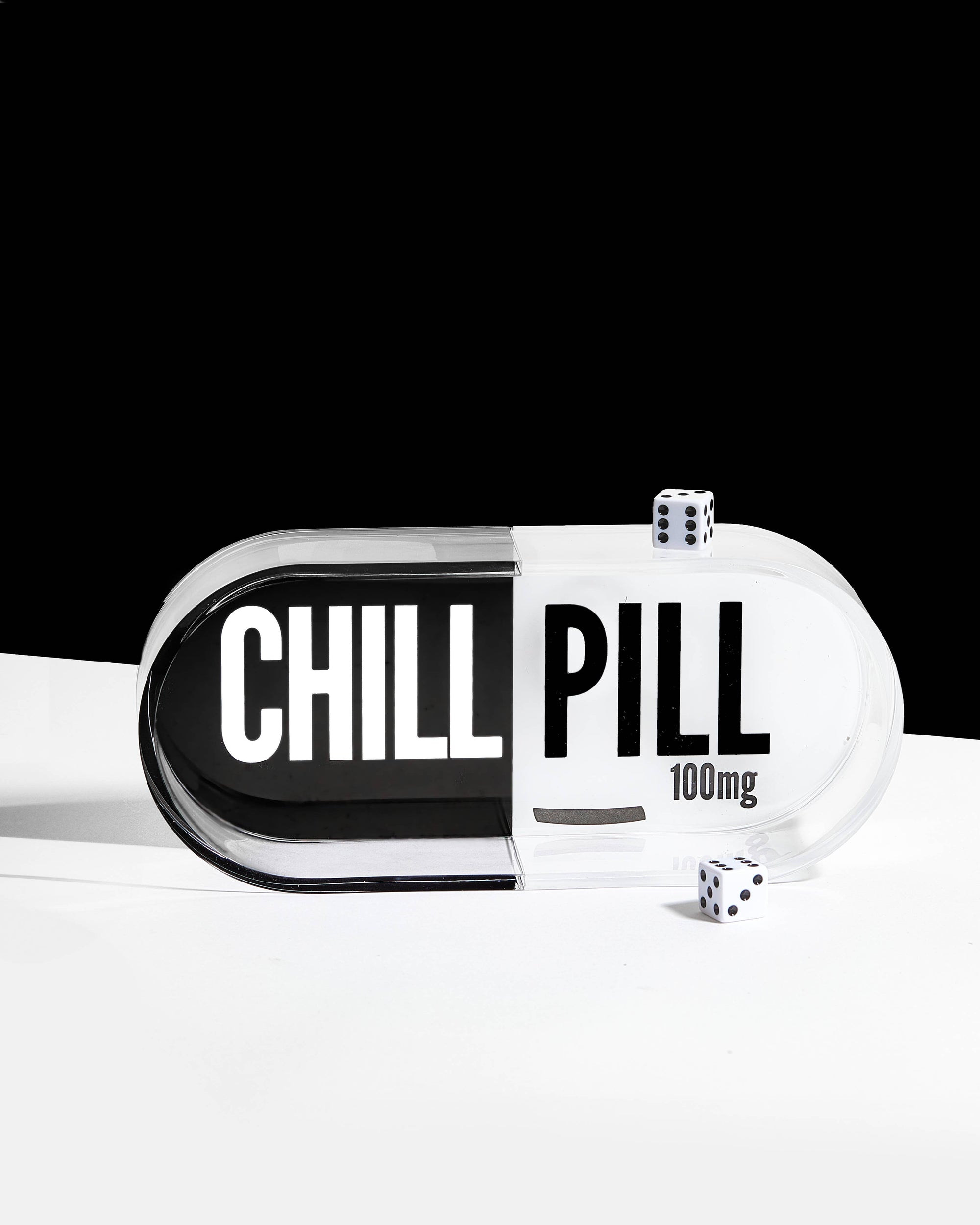 Chill Pill Trinket Tray in Black & White