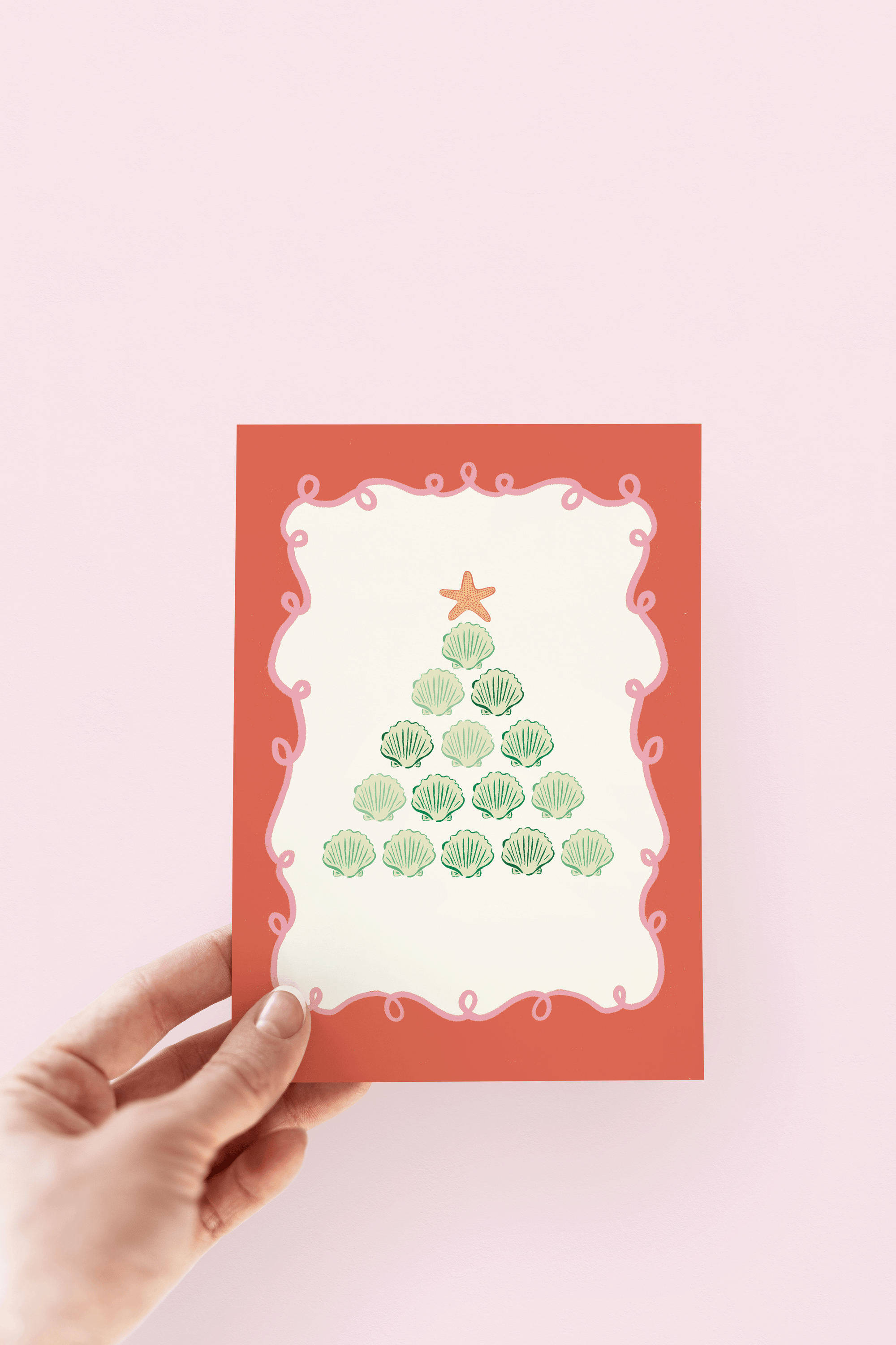 Seashell Christmas Tree Beach Coastal Holiday Greeting Card
