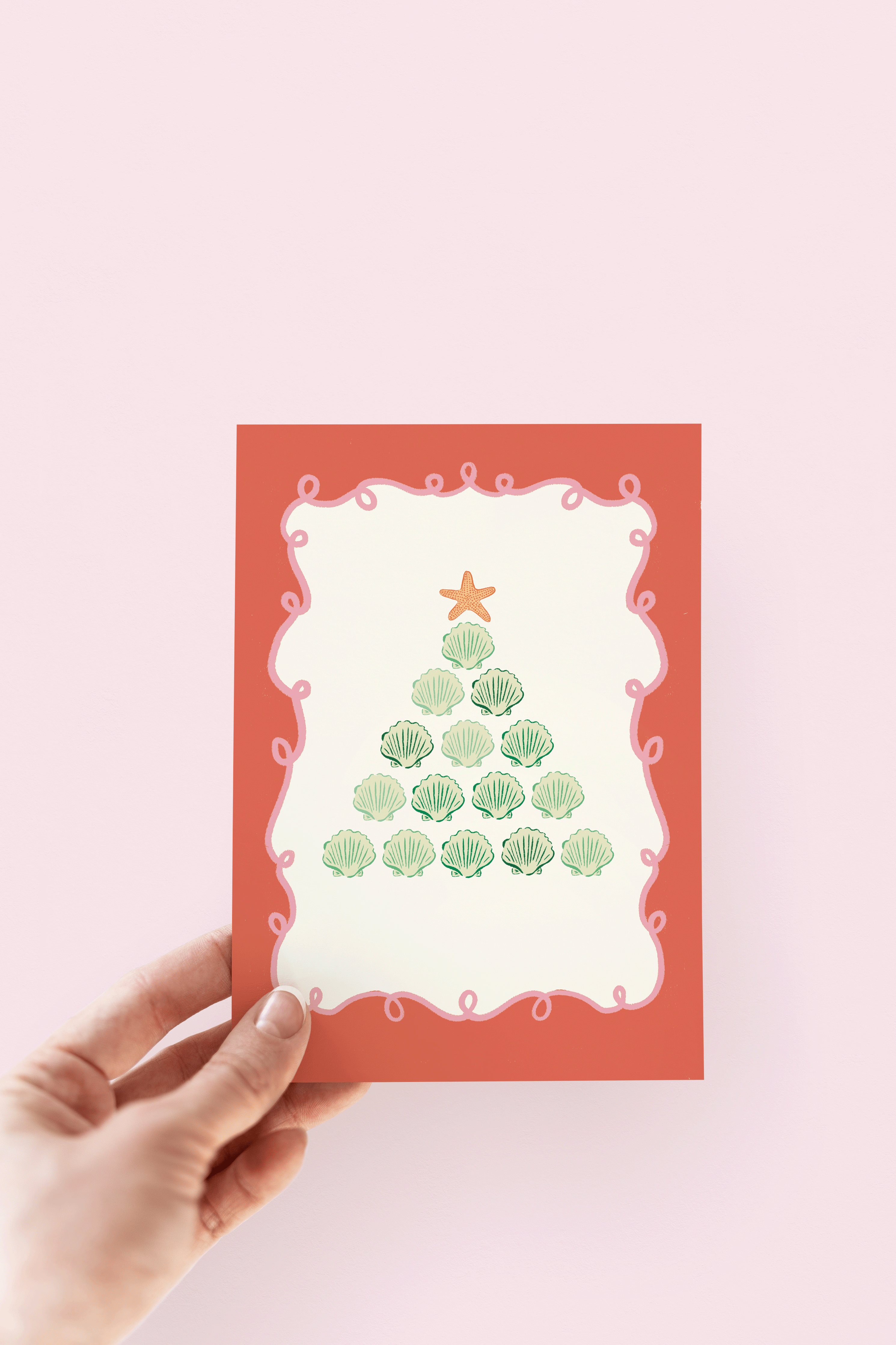 Seashell Christmas Tree Beach Coastal Holiday Greeting Card