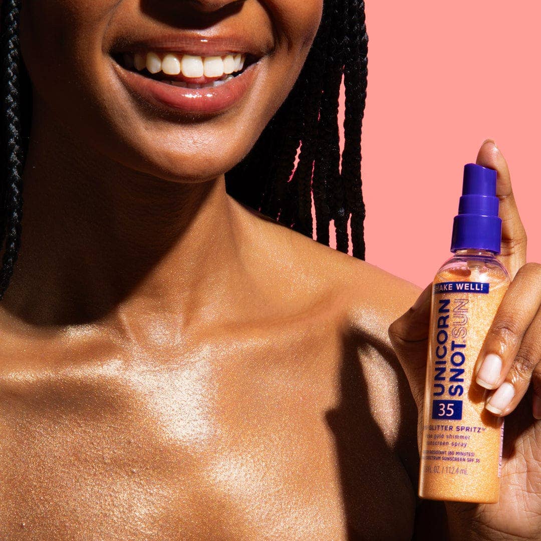 Glitter Sunscreen SPF 35 | Rose Gold Spray | Glow Spray