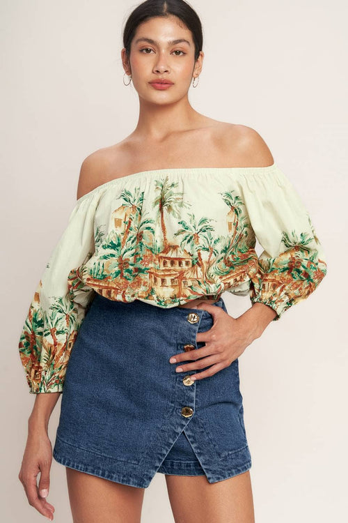 A printed woven crop top