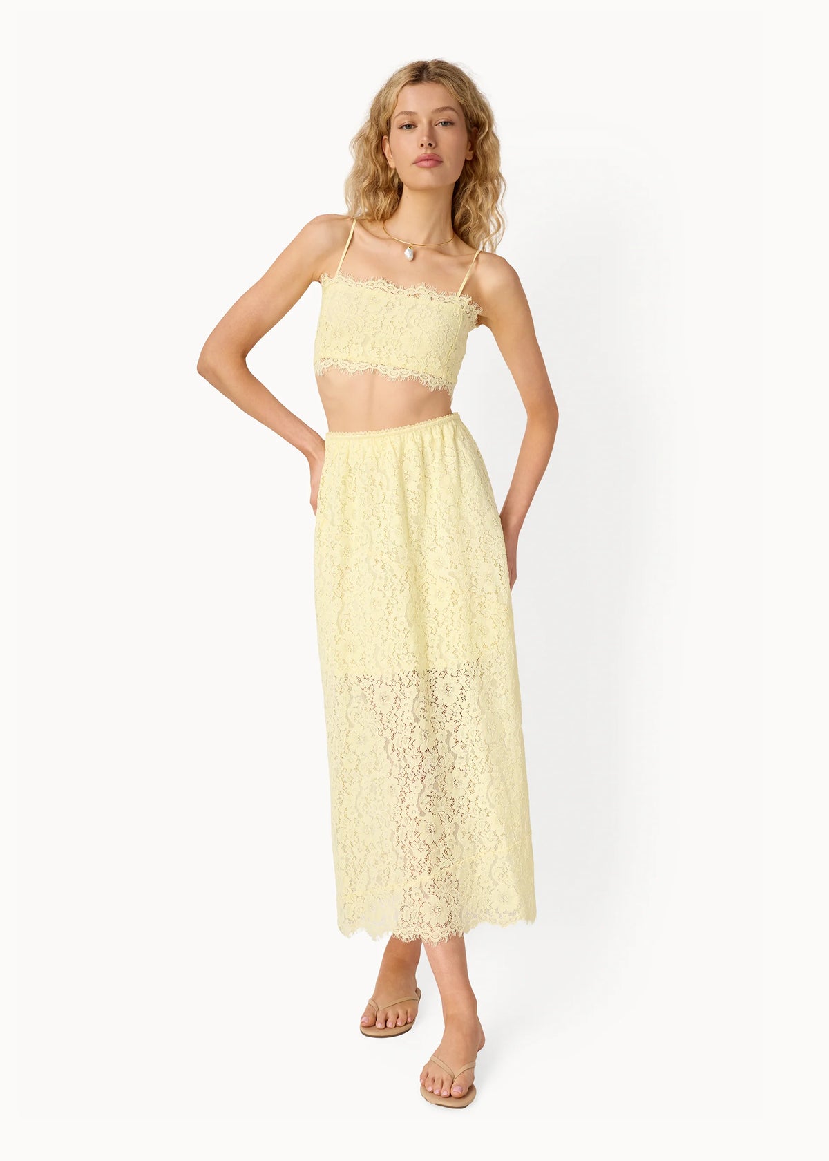 Effie Lace Midi Skirt Buttercup
