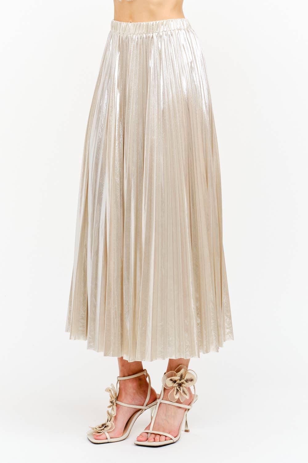 Alessandra Champagne Pleated Skirt