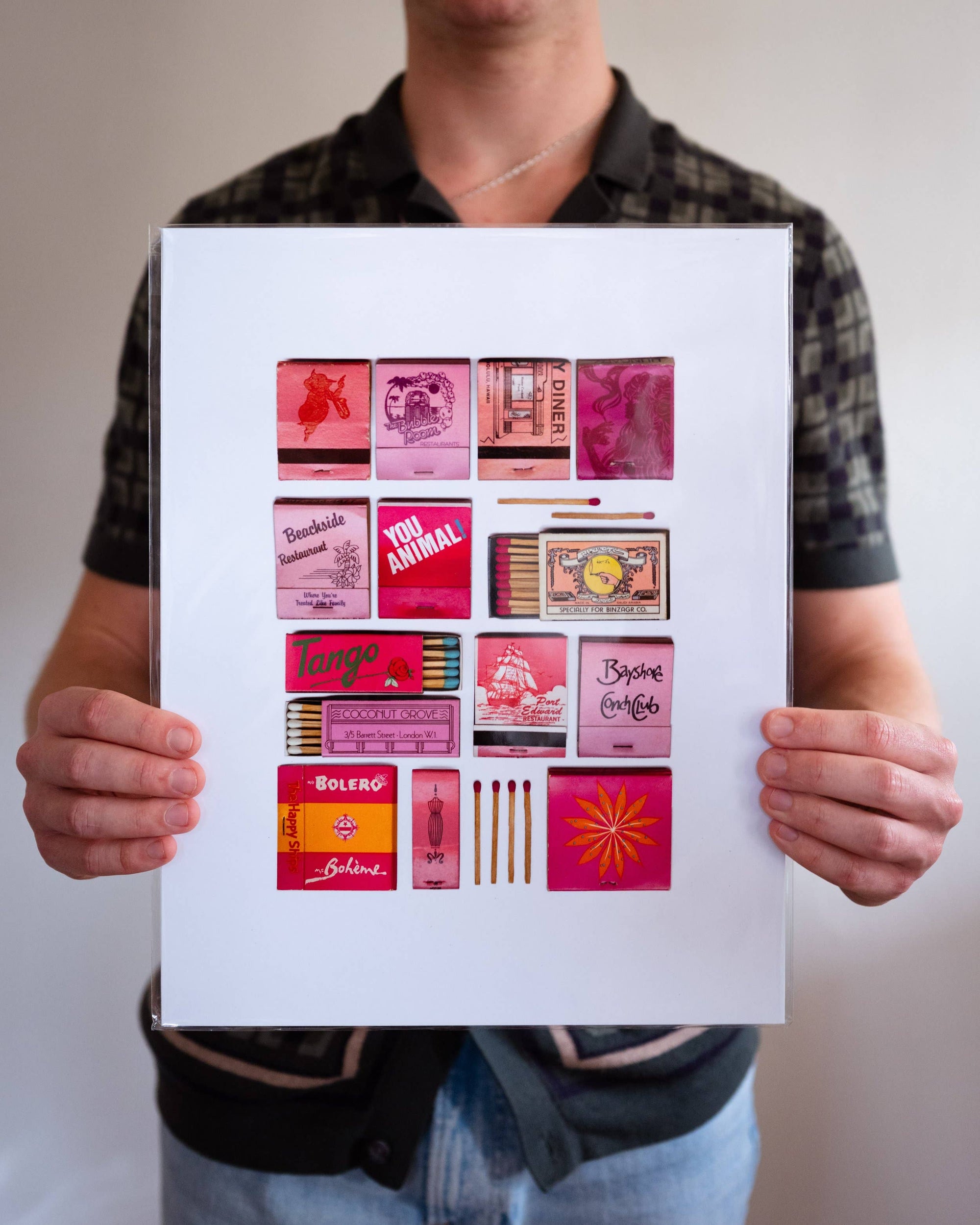 Pink Vintage Matchbook Collage