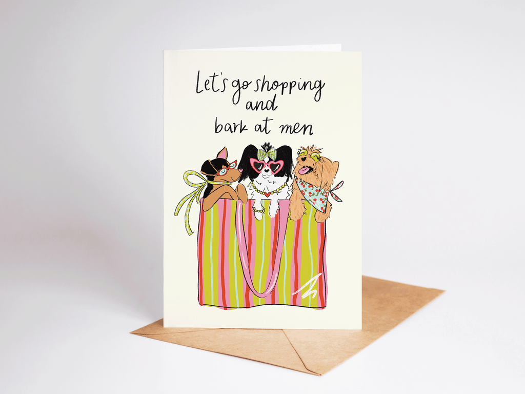 Shopping & Bark at Boys Dogs Girl's Day Greeting Card