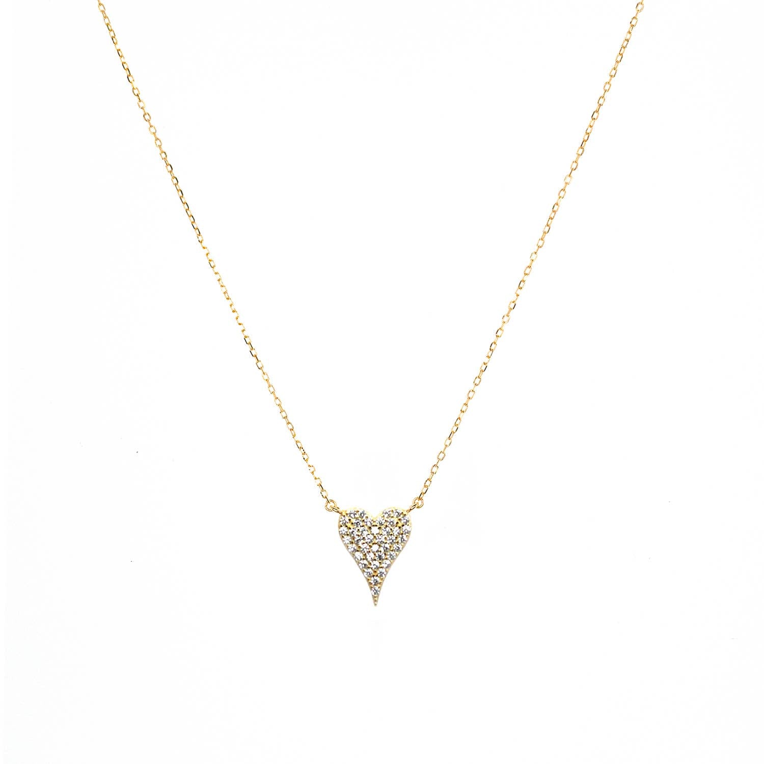 Gold Plated pave heart necklace