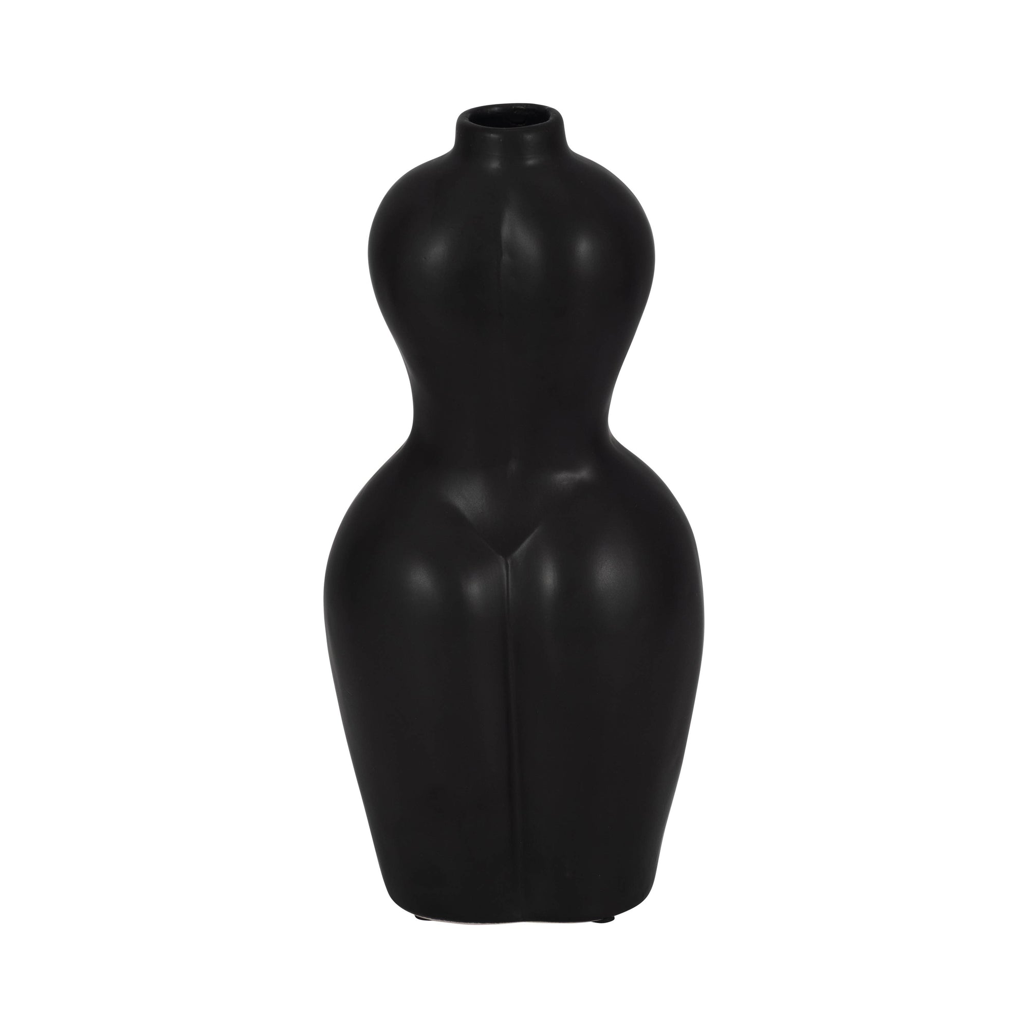 Ceramic Modern Woman Body Form Vase - Black, 12 in.