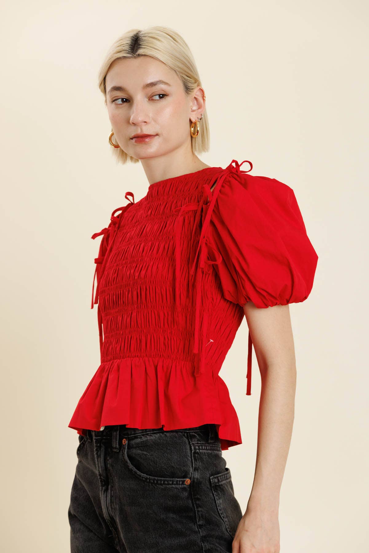 DETACHABLE SLV PEPLUM TOP