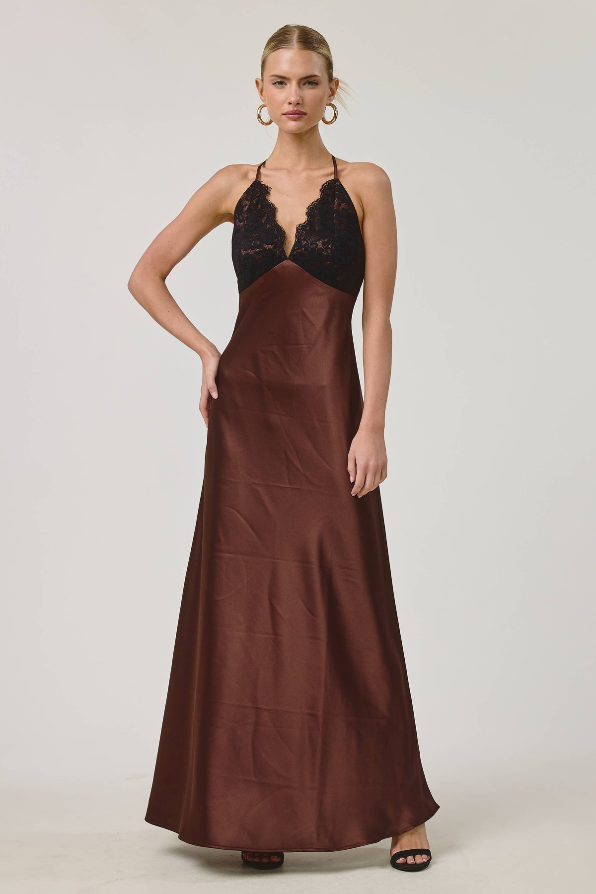 Noir Lace Satin Slip