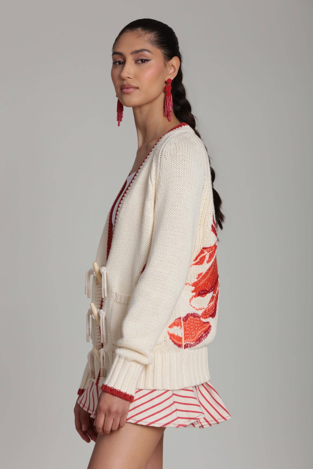 Cotton Lobster Intarsia Toggle Cardigan