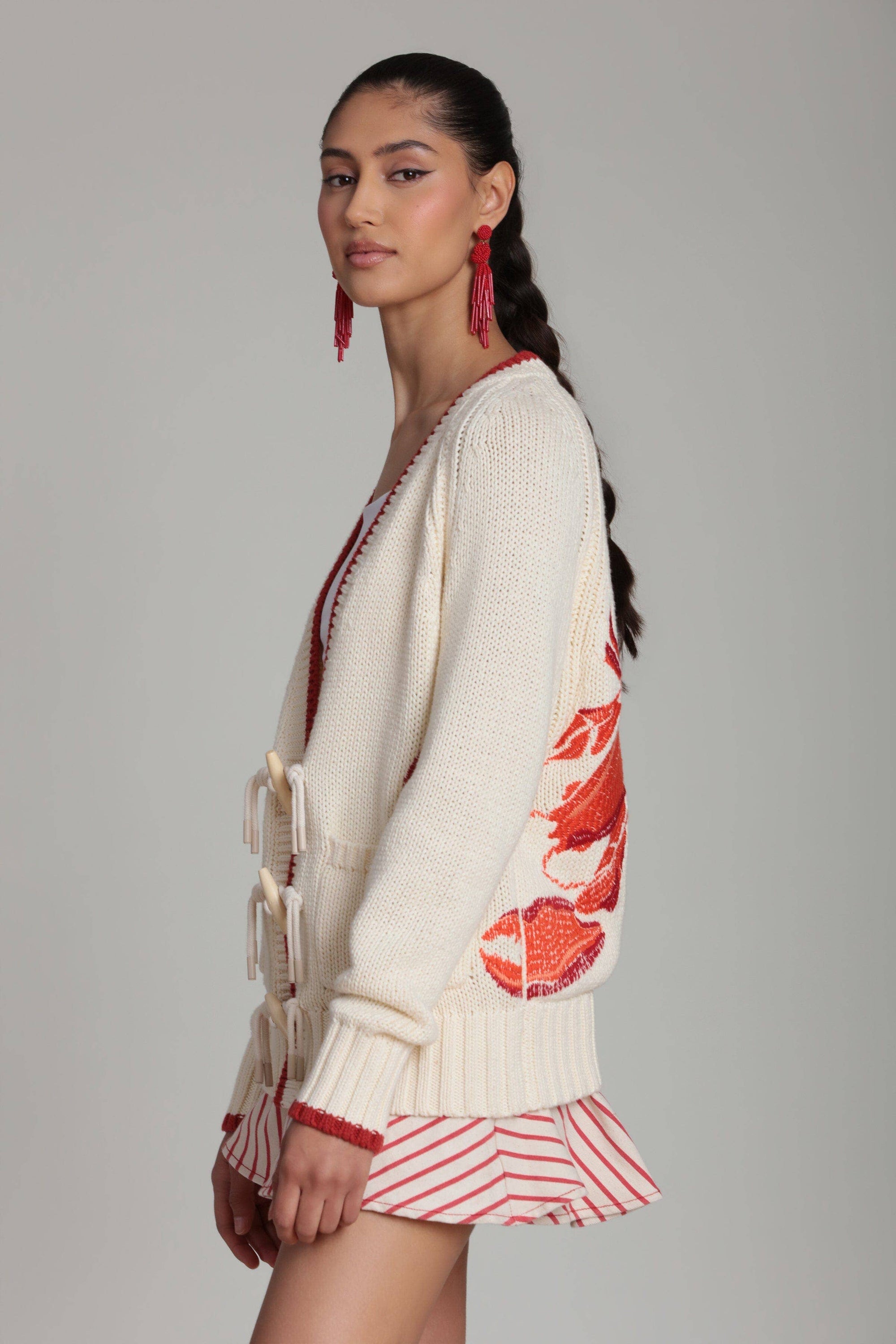 Cotton Lobster Intarsia Toggle Cardigan