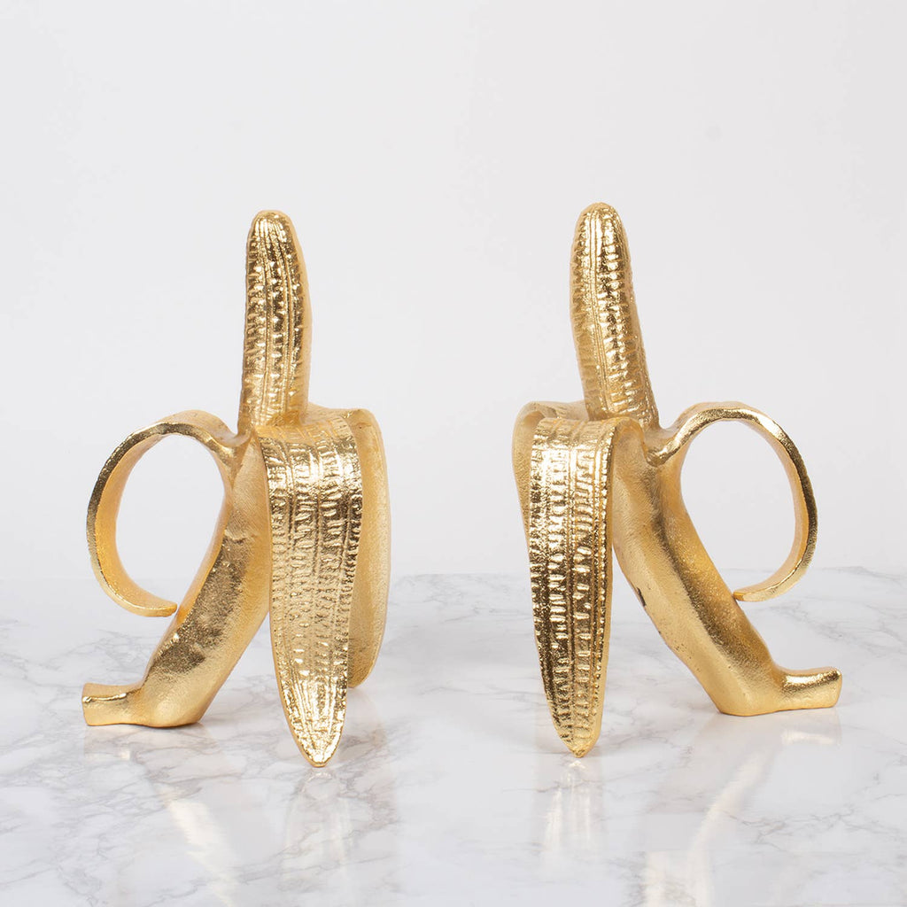 Gold Banana Bookend Set