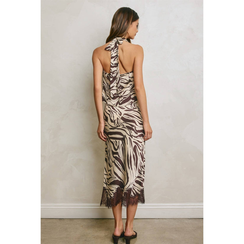 Zebra Print Lace Hem Pencil Skirt
