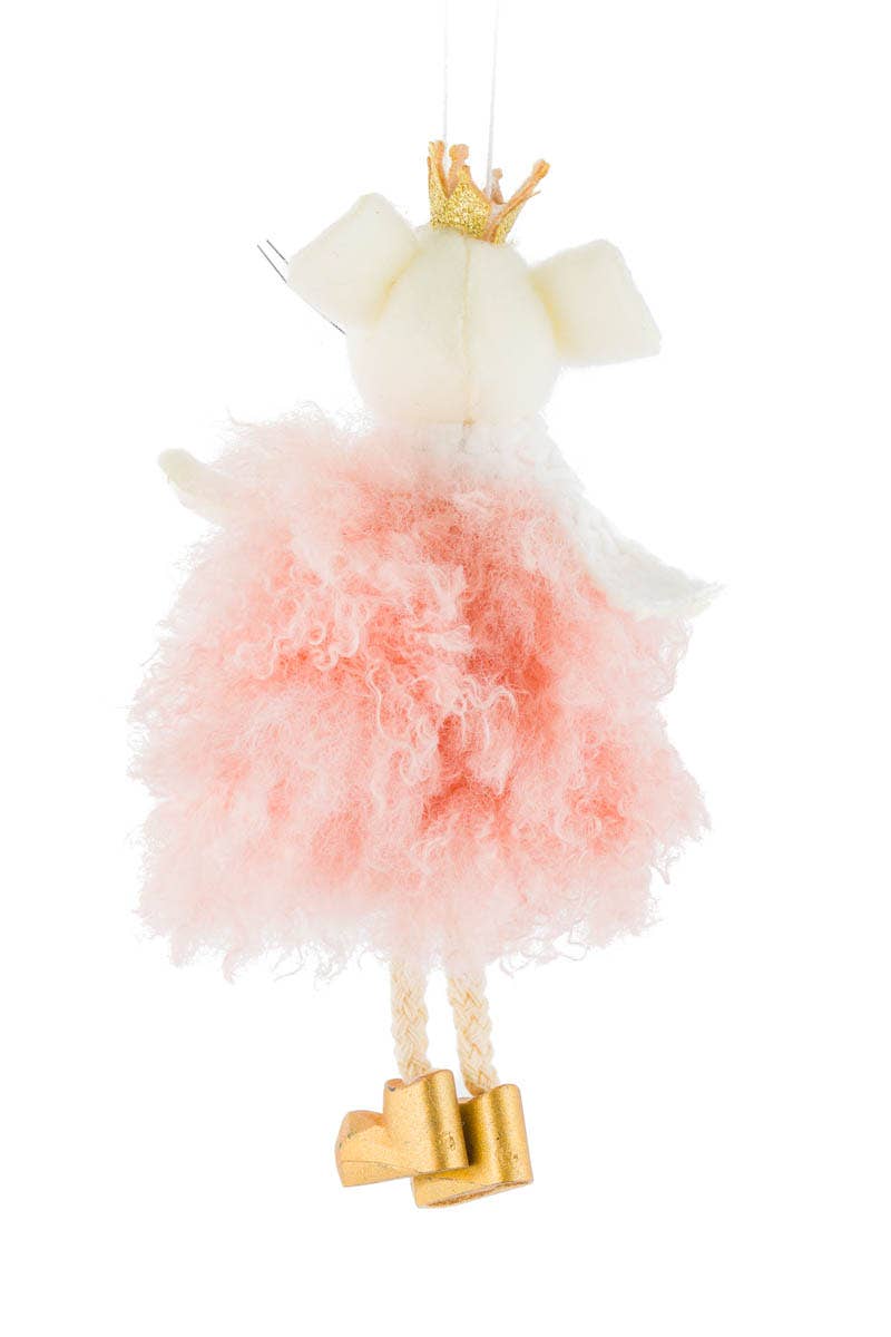 NEW-White Mouse Princess Ornament With Fluffy Dress