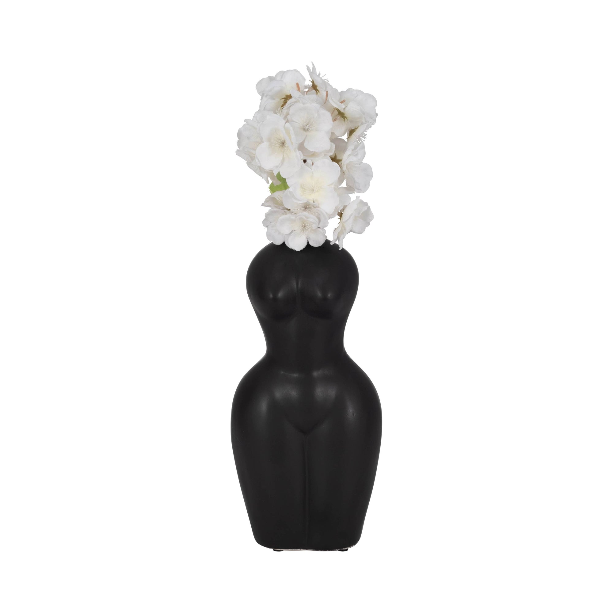 Ceramic Modern Woman Body Form Vase - Black, 12 in.