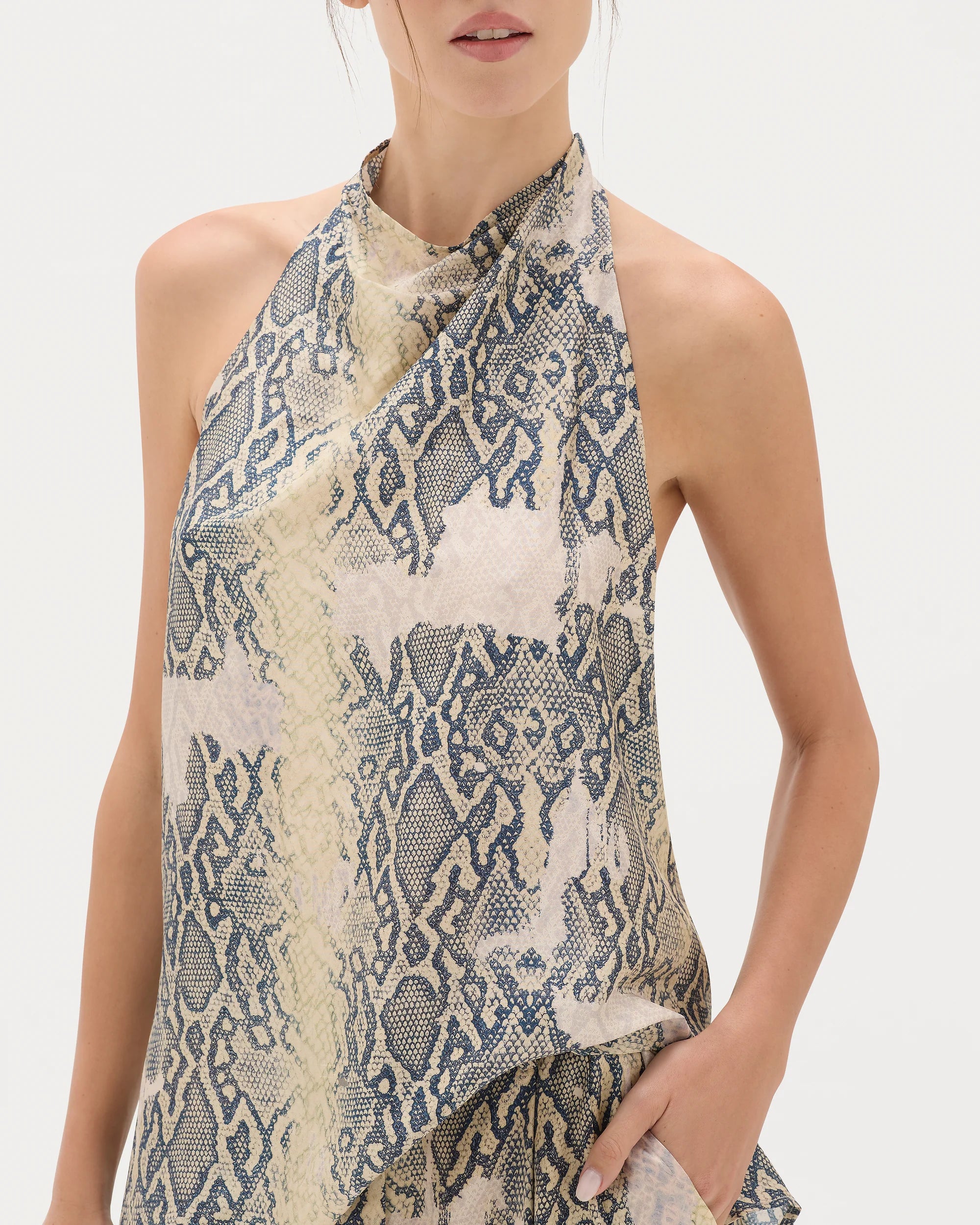 Nile Python Draped Halter Top