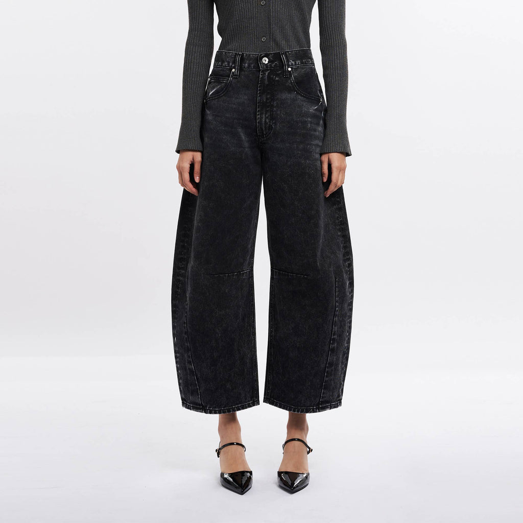 SUPER HIGH RISE TAILORED BARREL JEANS FINISHED HEM