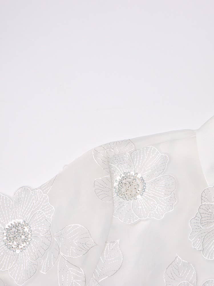 Organza Shirt with Floral Sequin Detail