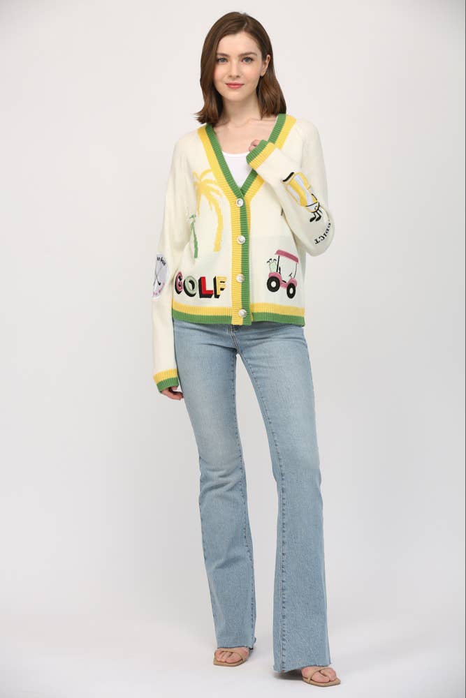 Golf Embroidered Cardigan