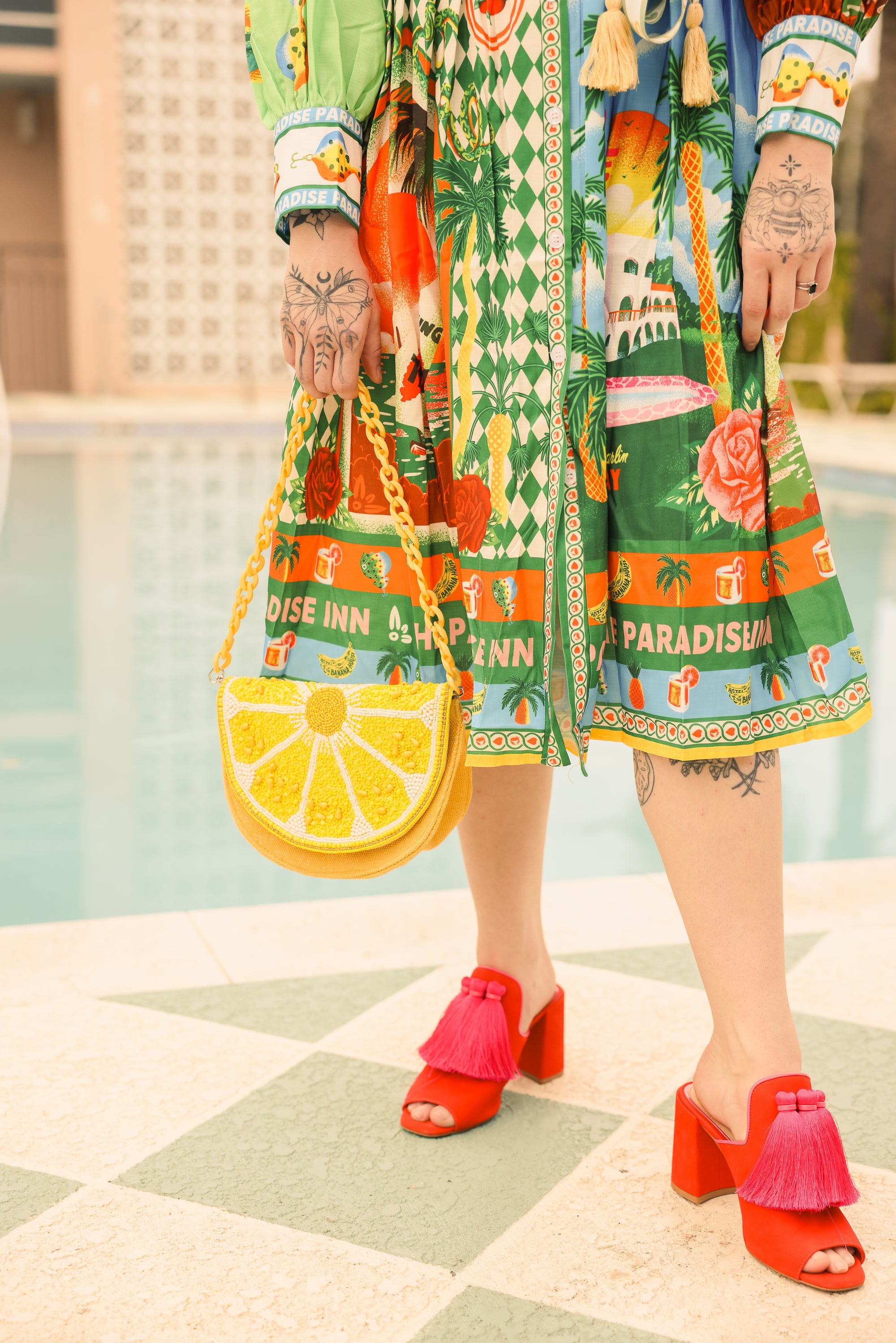 Couture Crescent Lemon Shoulder Bag