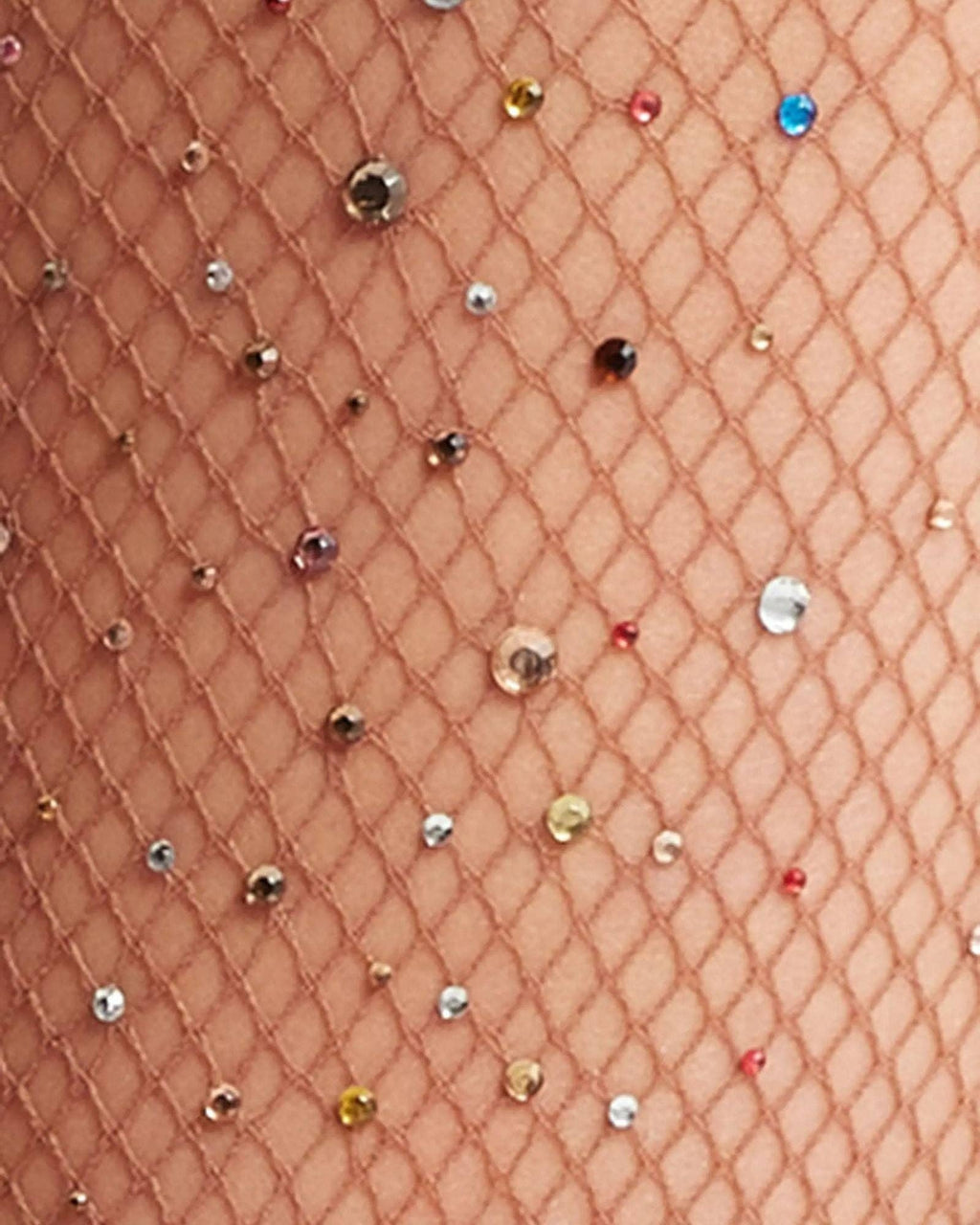 Glitter Fishnet Tights - Tan