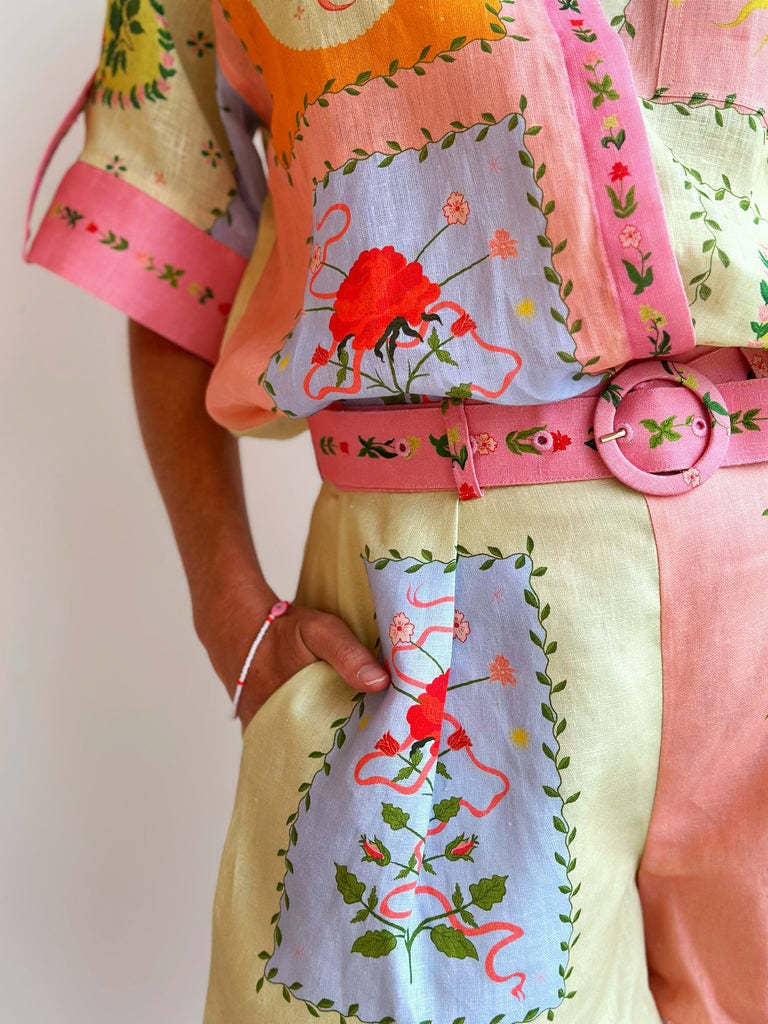 Shandy Multi Unique print Buttoned shirt & short resort set